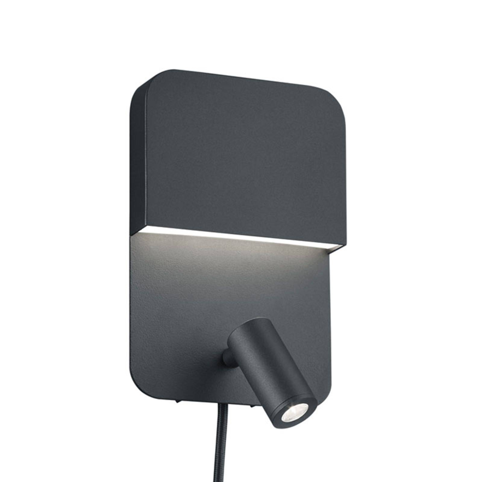 Trio Lighting matte zwarte LED wandlamp Luigi met 2 schakelaars, voor woon-/ eetkamer, metaal, B: 13.5 cm, H: 20 cm