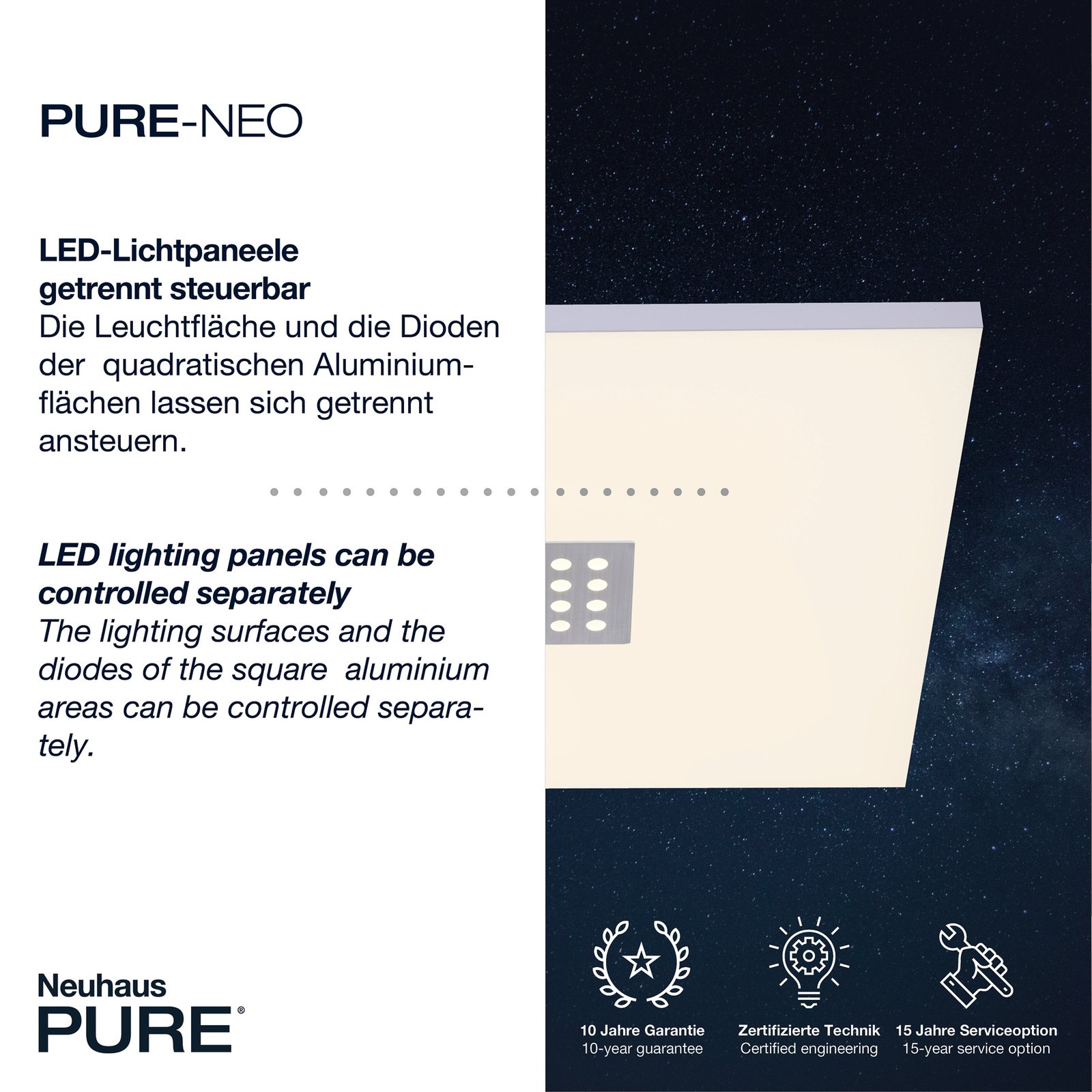 PURE Neo LED-Deckenleuchte 45x45cm
