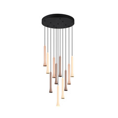 Lámpara colgante LED Fiato, 11 luces, redonda, metal, topo, café
