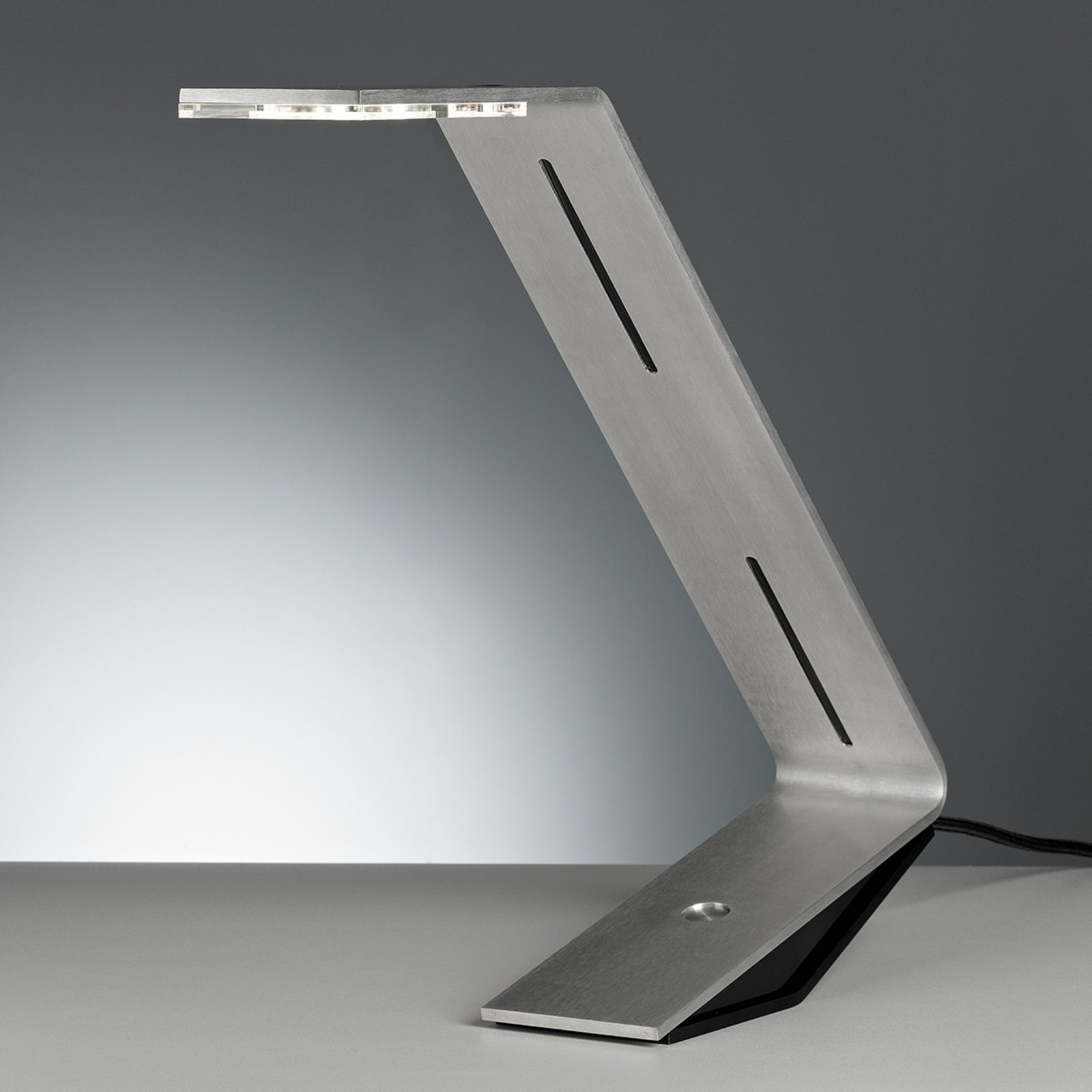 TECNOLUMEN Flad - lámpara de mesa LED, gris plata