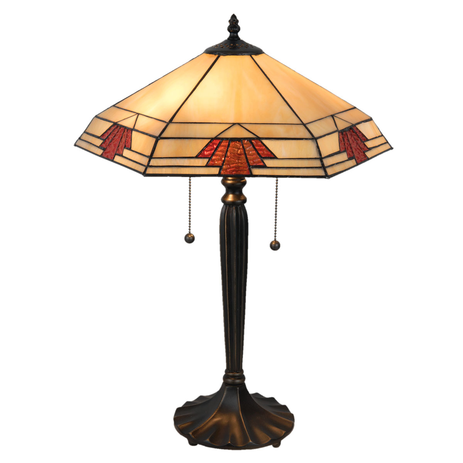 Clayre & Eef 5202 table lamp in a Tiffany style, 44 x 38 cm, for Living / Dining Room, glass, polyresin, E27, 60 W, energy efficiency: A++, L: 44 cm, W: 38 cm, H: 59 cm