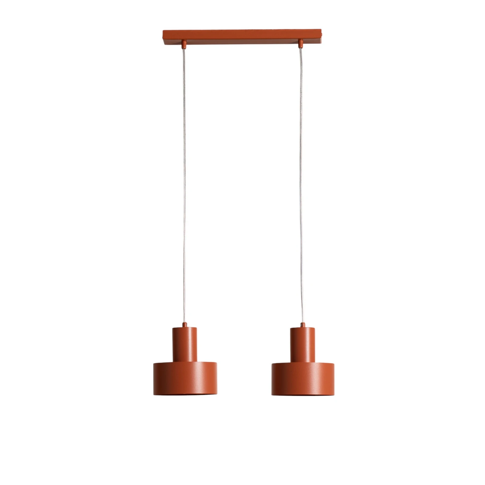 Lámpara colgante Rif 2, rojo ladrillo, 2 luces, lineal, acero