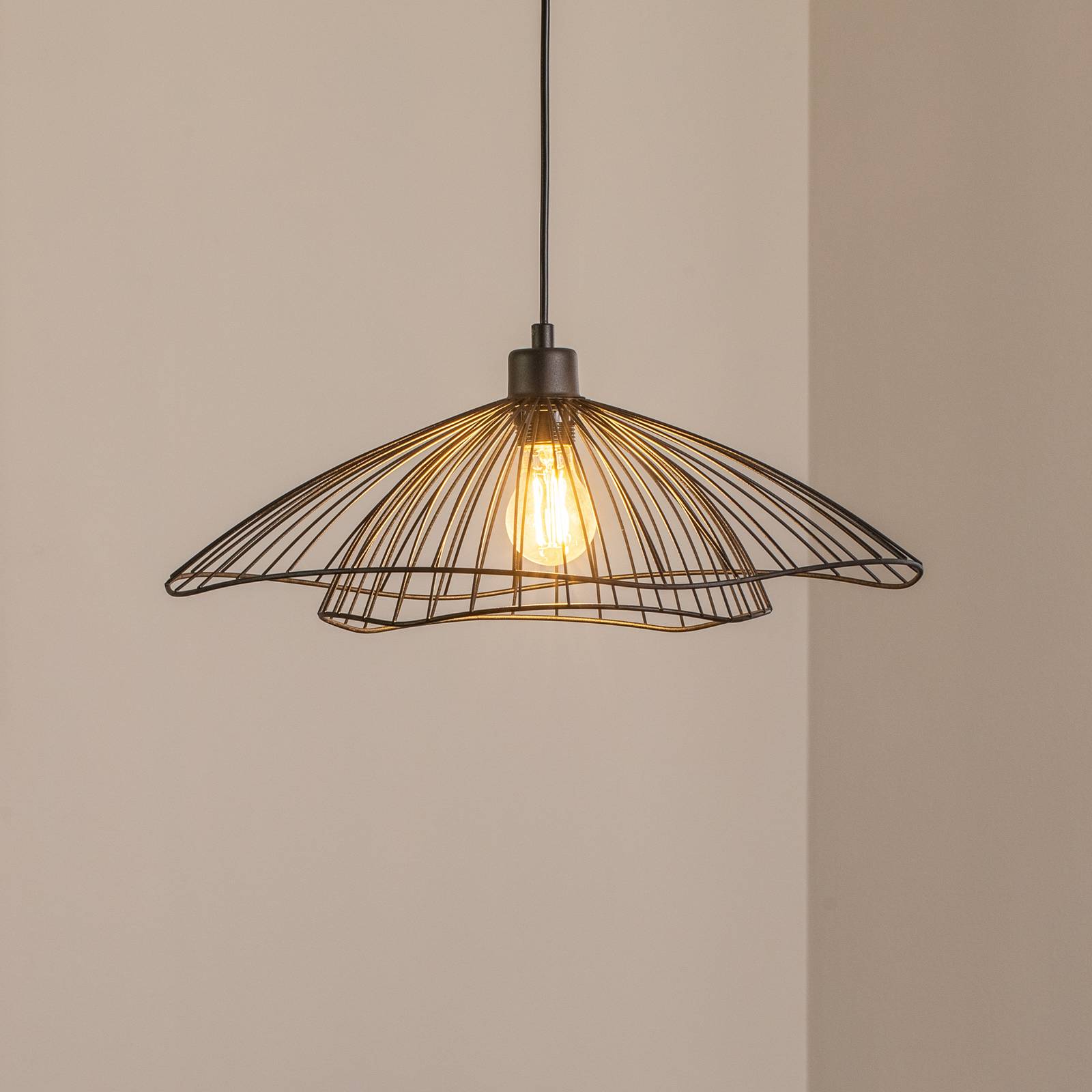 Hängeleuchte Tel, schwarz, Metall, Ø 50 cm, Metall günstig online kaufen