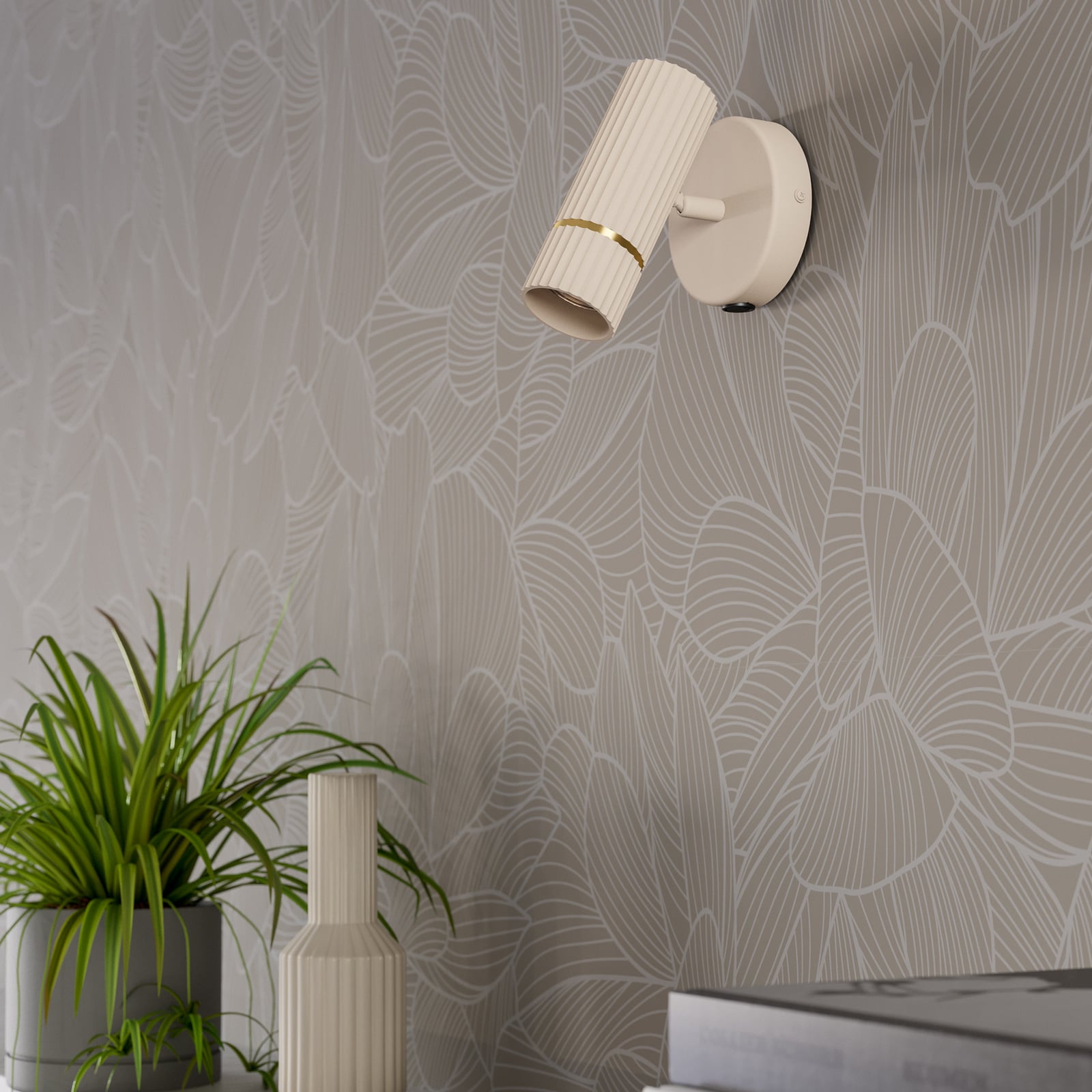 Wandstrahler Caminia, beige, Länge 16 cm, Metall, GU10