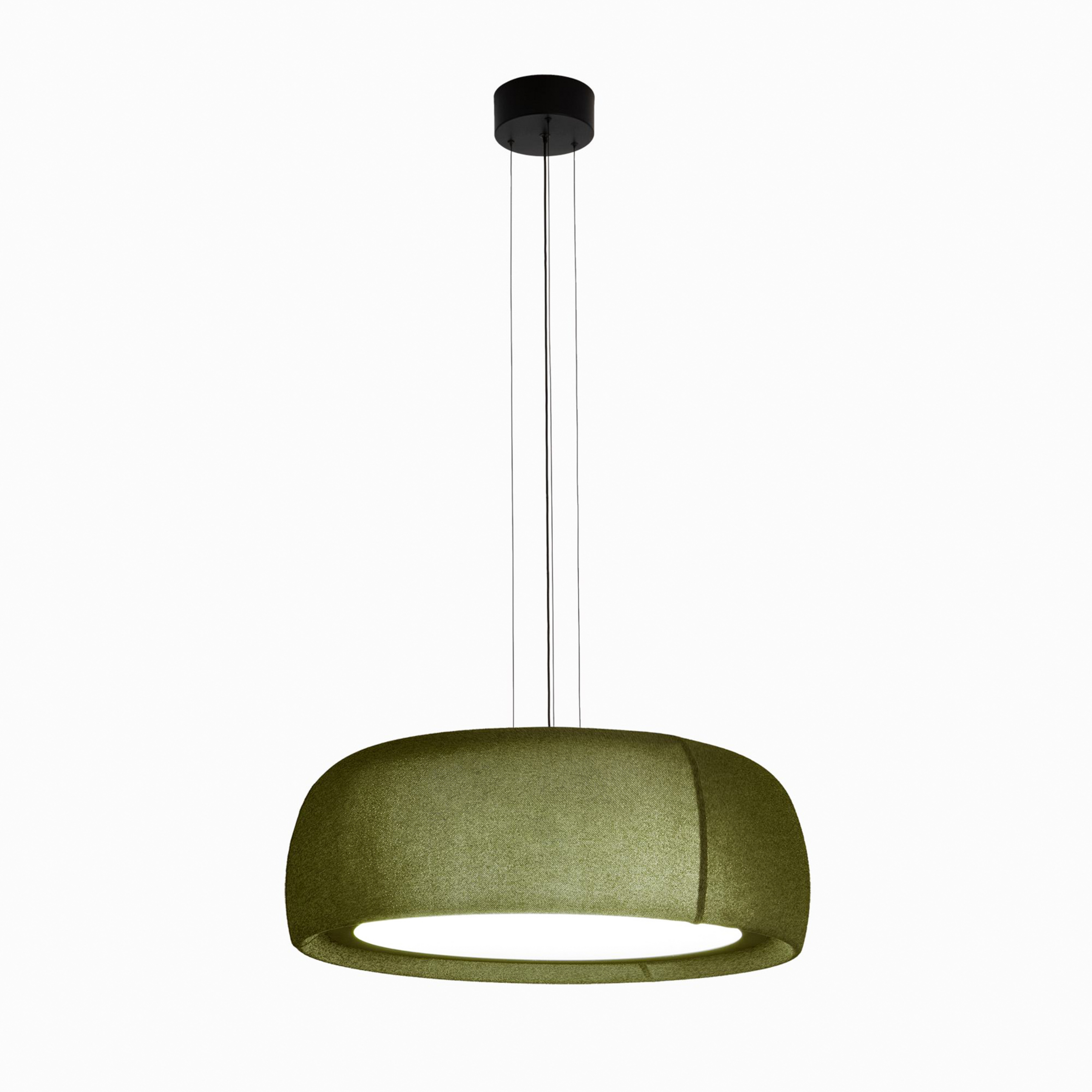 LEDS-C4 Lampada LED a sospensione Gong, verde, 4.000 K, Ø 61,2 cm, tessuto