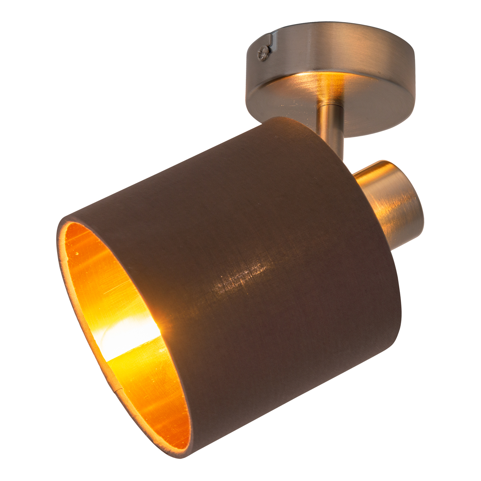 Maron loftlampe, 1 lyskilde, stof, brun/guld