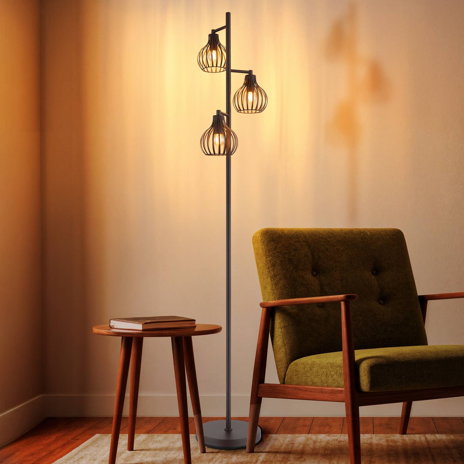 Lampa podłogowa Mateo, kolor rdzy, metal, 161 cm, 3-punktowa, E27
