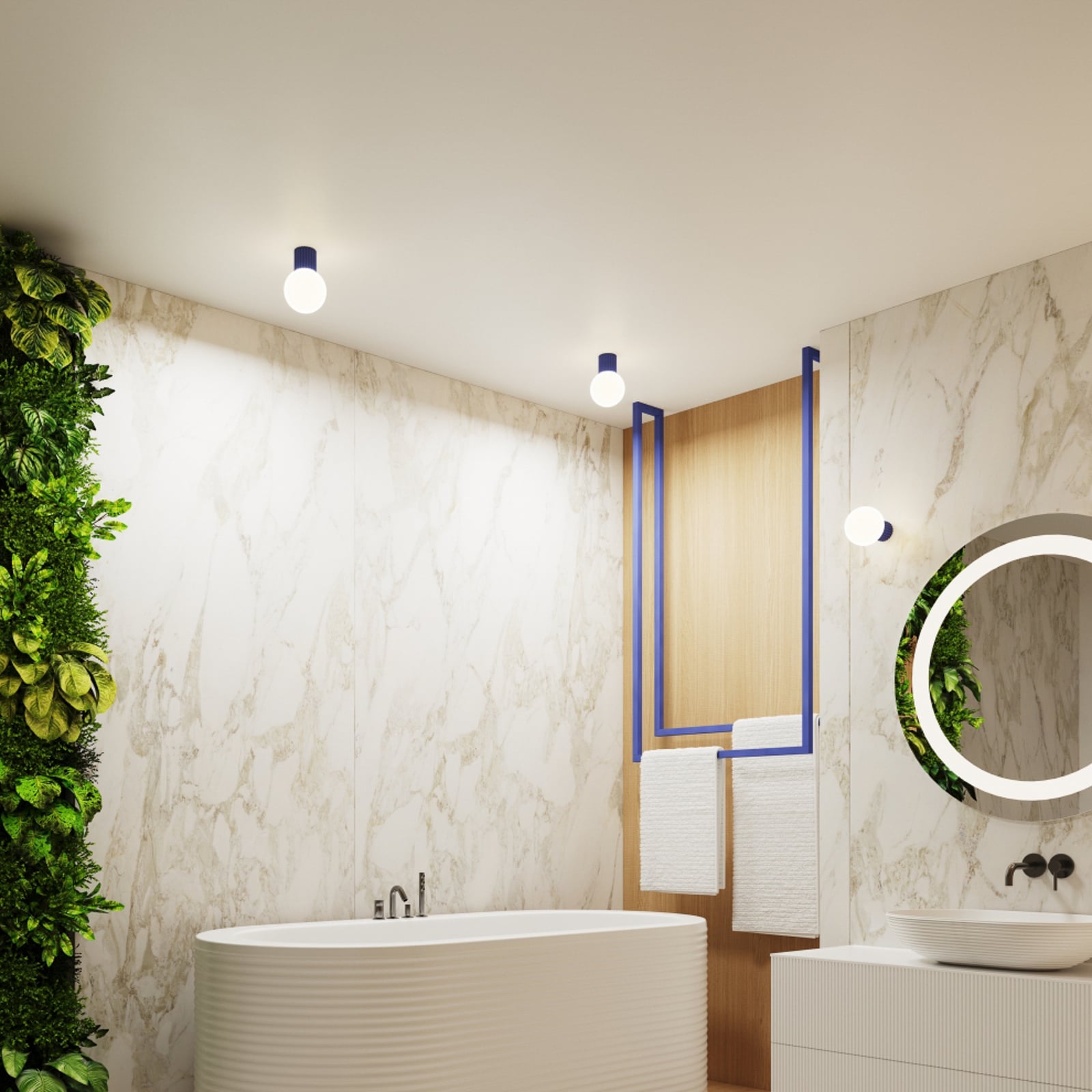 ORBI Wandlampe ultramarin Glas/Metall Ø12cm IP44 G9 - SOLLUX