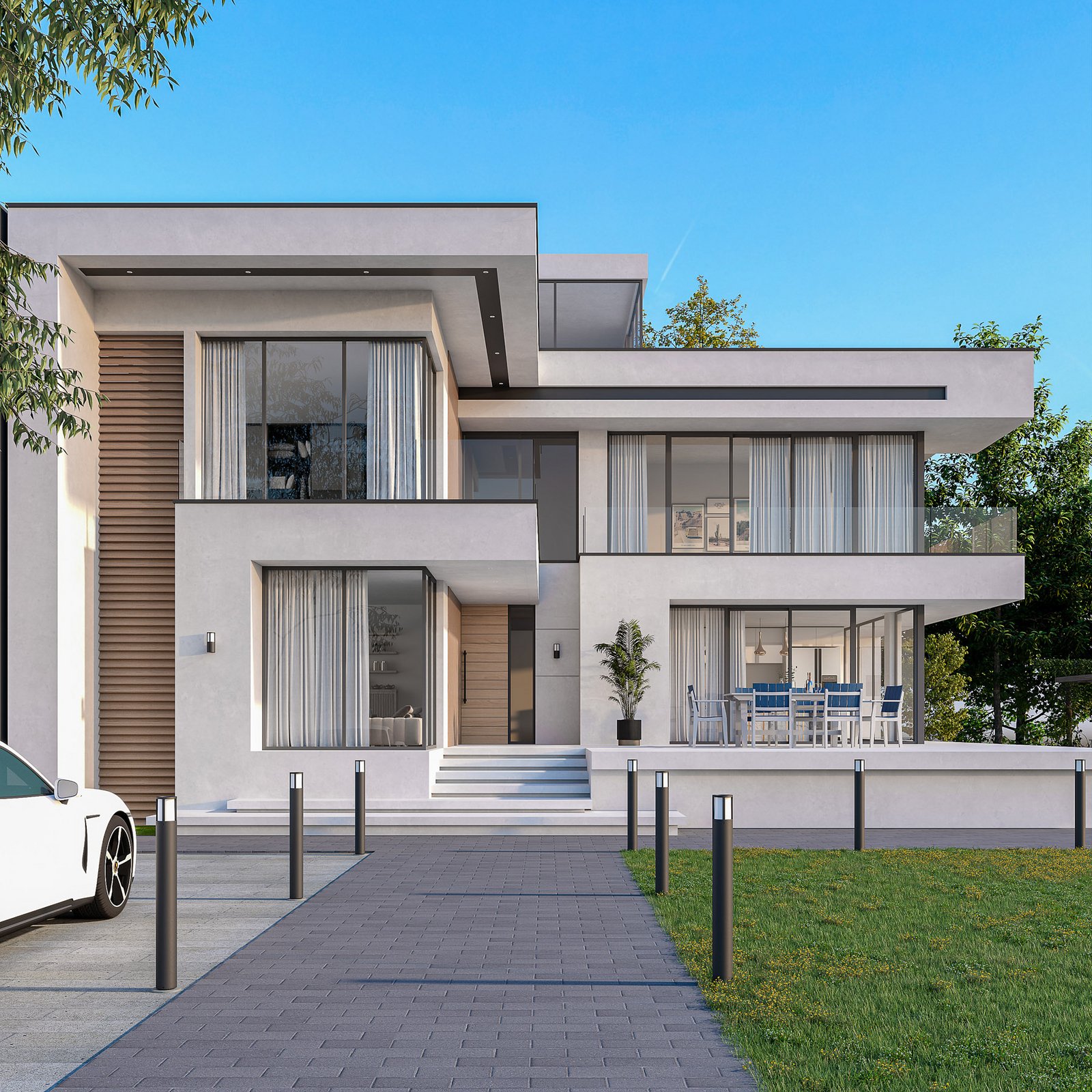 Borne lumineuse Facado II, hauteur 100 cm, ronde, gris foncé/opale