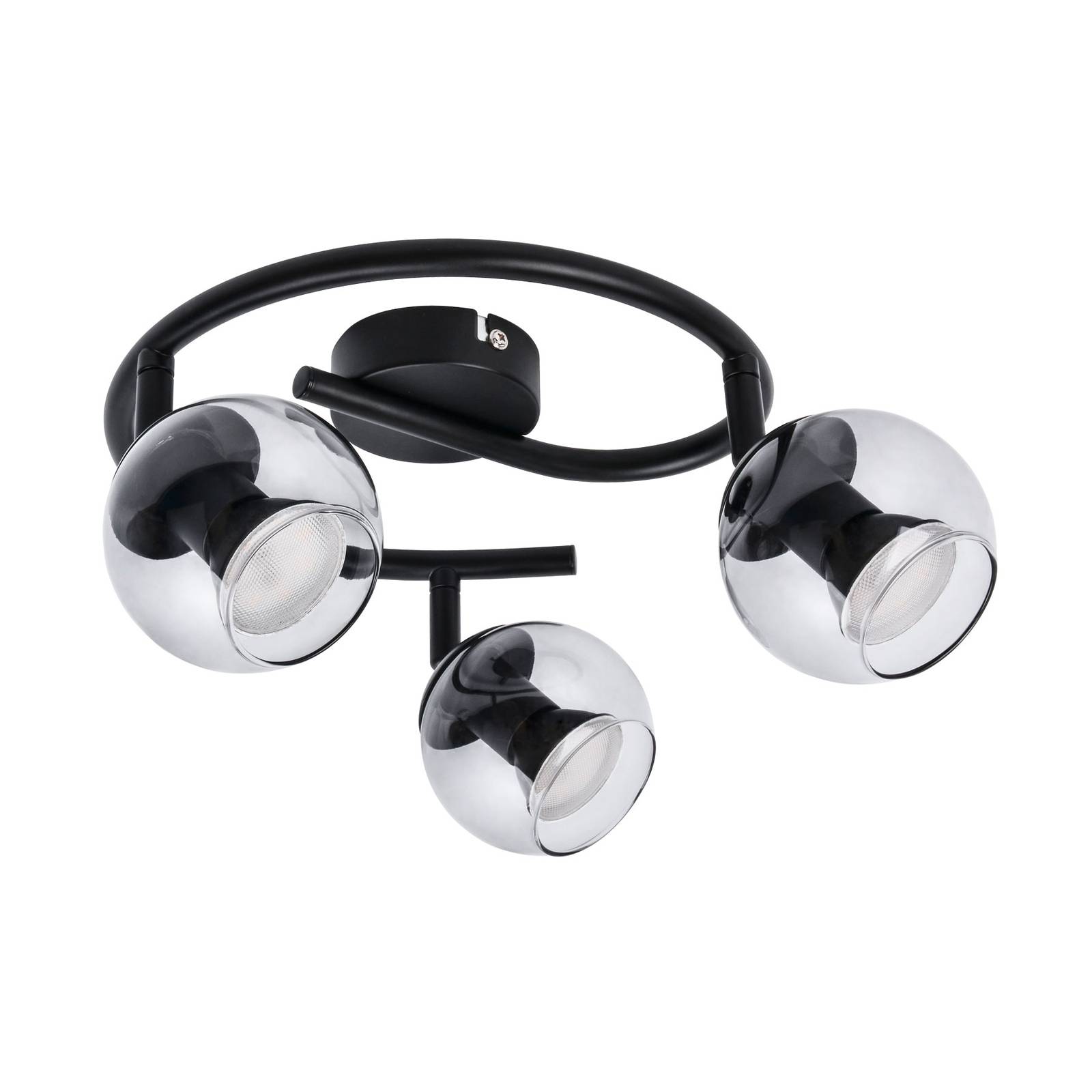 Lindby lindby Samika LED spot, rondel, 3-lamps, voor woon-/ eetkamer, glas, ijzer, GU10, 5 W, L: 29.5 cm, B: 27.8 H: 16.2 cm
