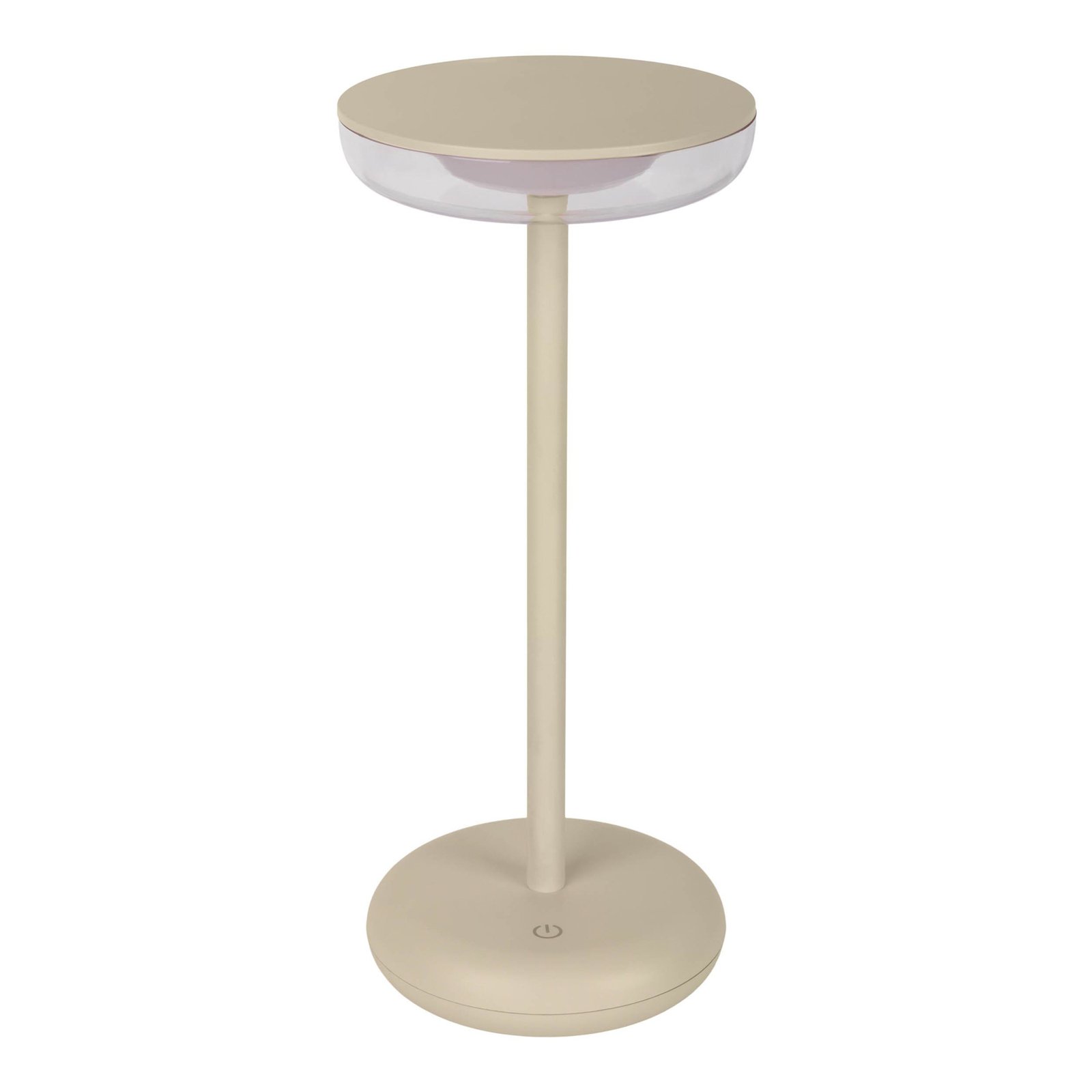 Luminaire de terrasse rechargeable LED Pasi beige hauteur 26 cm métal