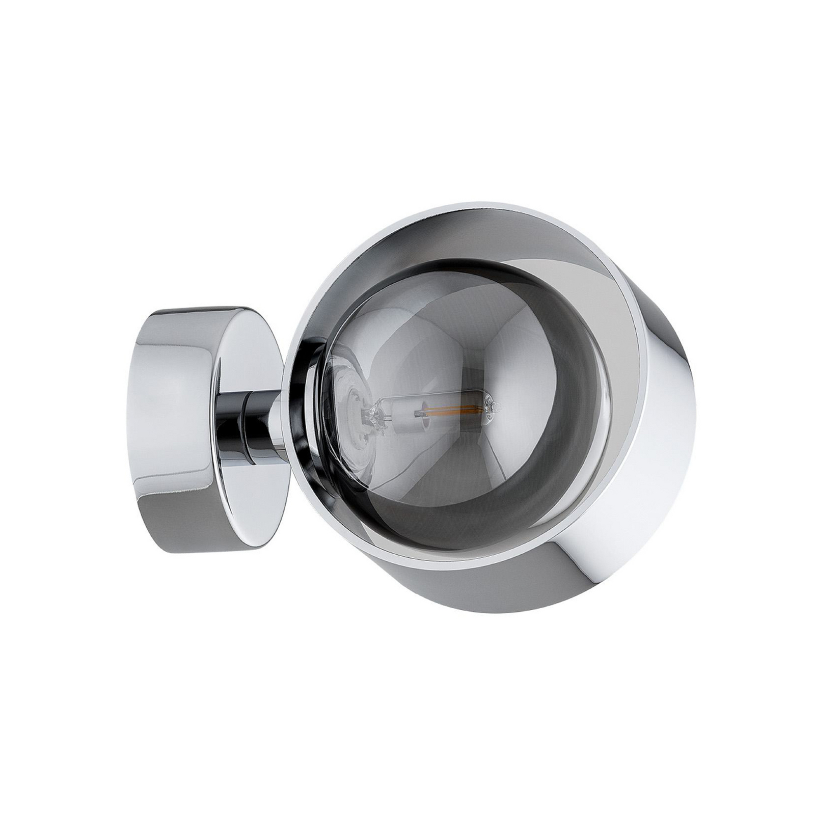Mado wall light, chrome-coloured steel, smoked glass, 1-bulb