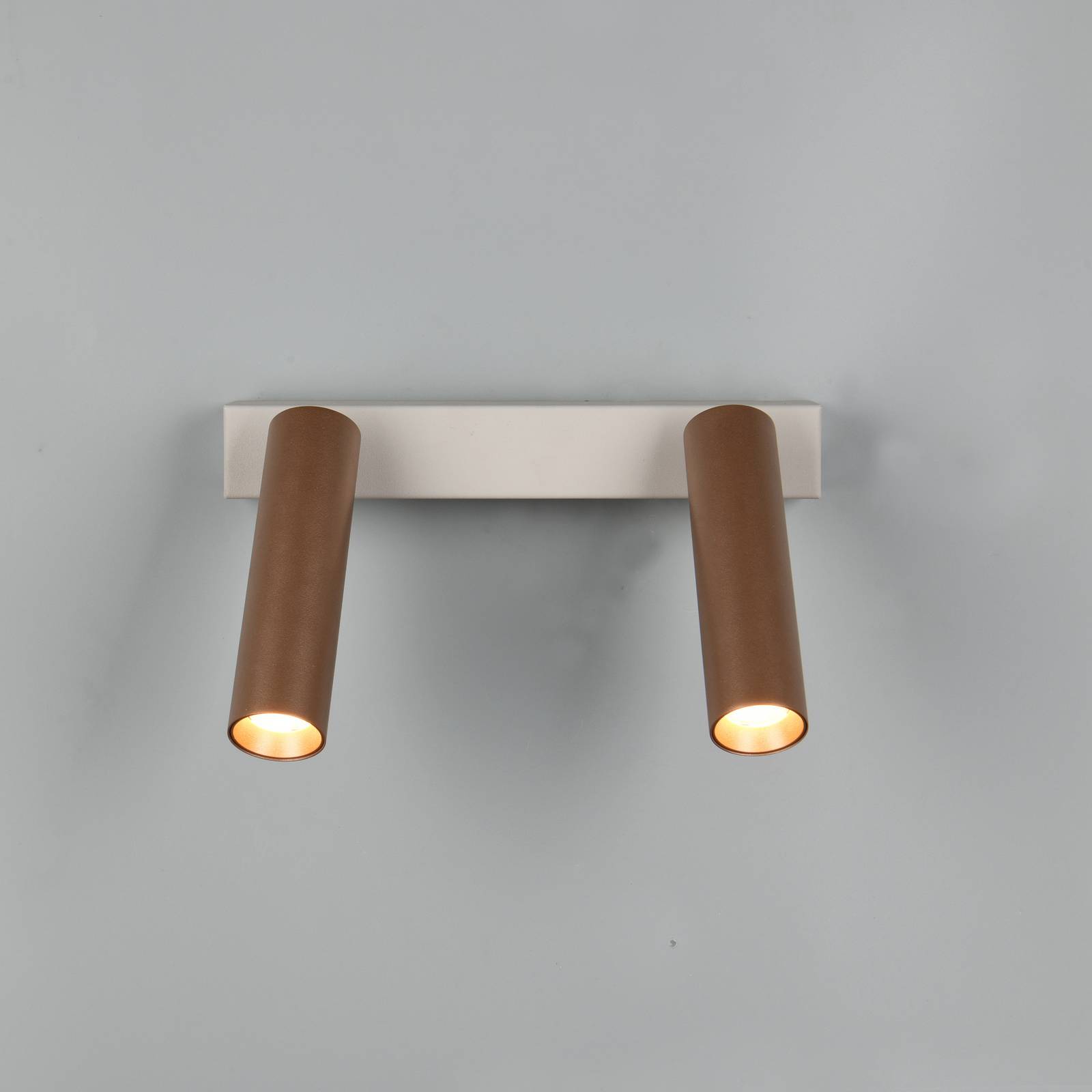 LED-Deckenstrahler Ambala, Länge 26 cm, grau/braun, 2-flg. günstig online kaufen