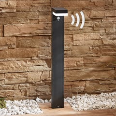 Lindby, potelet LED solaire Chioma, anthracite, détecteur