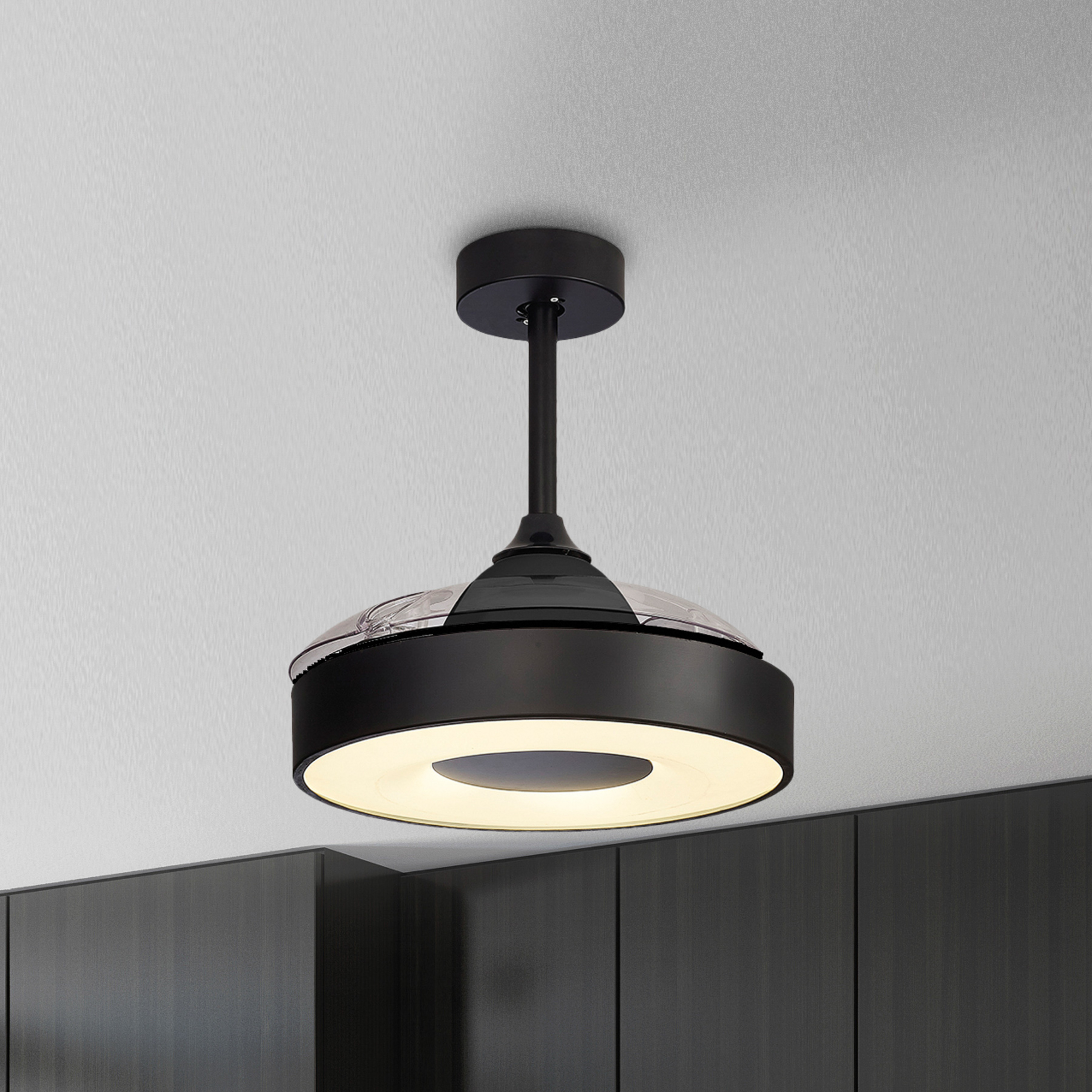 Wentylator sufitowy LED Coin Mini czarny DC cichy Ø 91 cm CCT