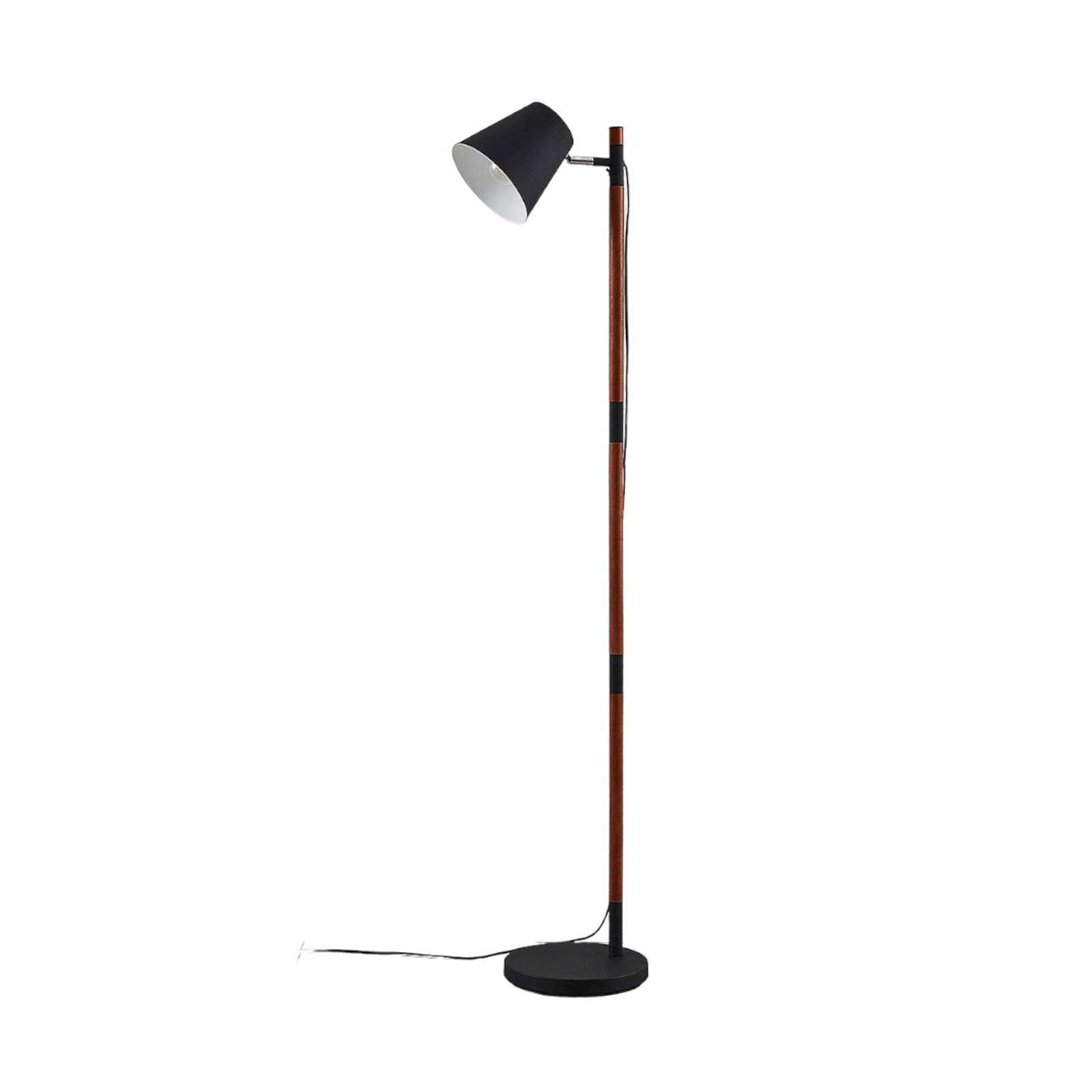 Floor lamp Birte, black with a wooden element
