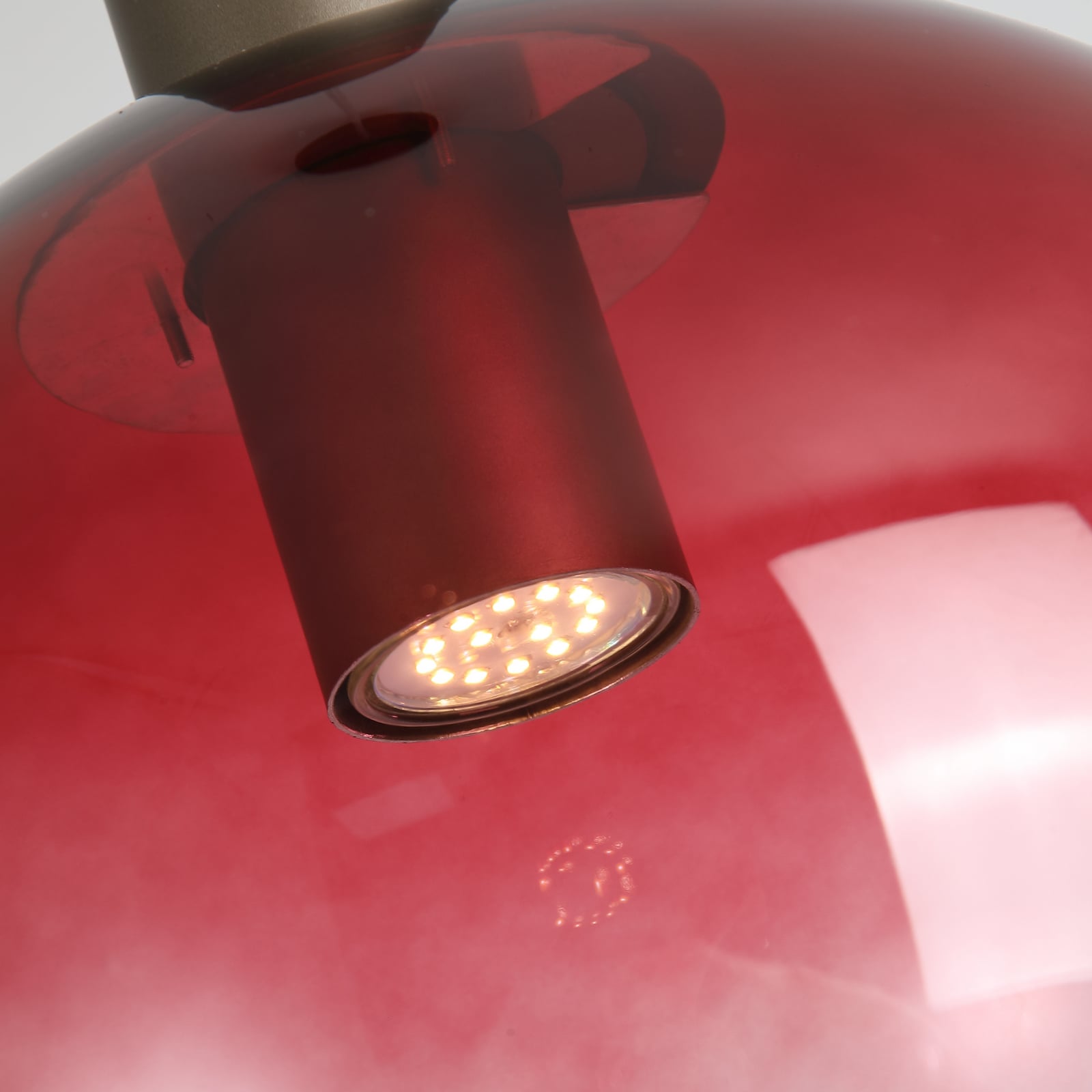 Hanglamp Ombre, bolvormig, rood/wit, Ø 30 cm, glas