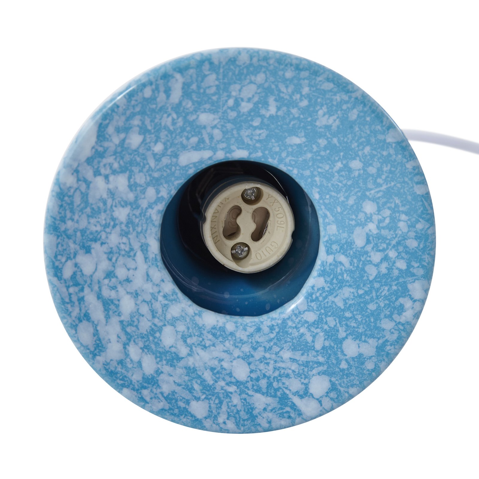 Lindby pendant light Kerimi, cream/blue, 3-bulb, round