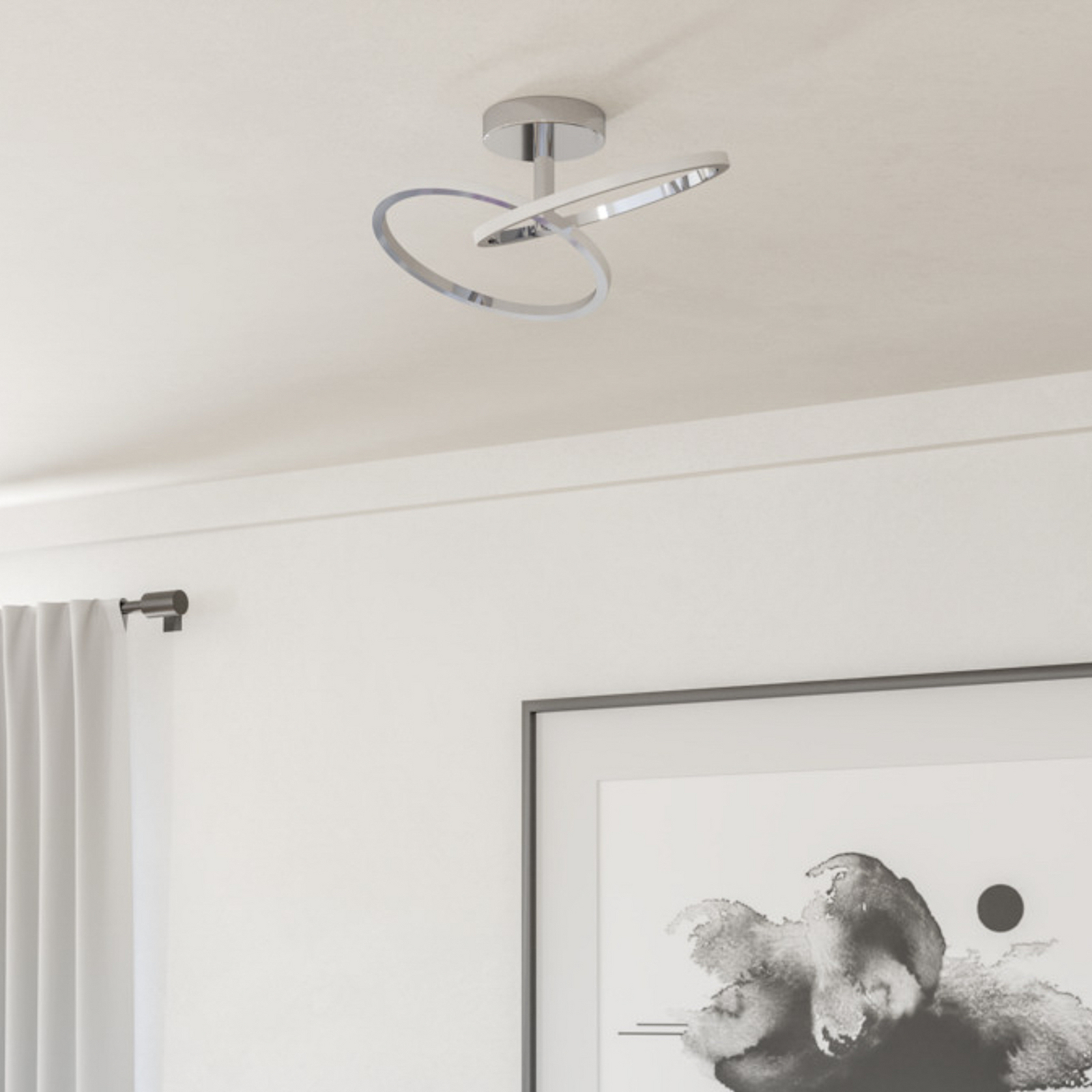 EGLO CONGIUNTI LED ceiling lamp, chrome-coloured, 47 x 28 cm, CCT