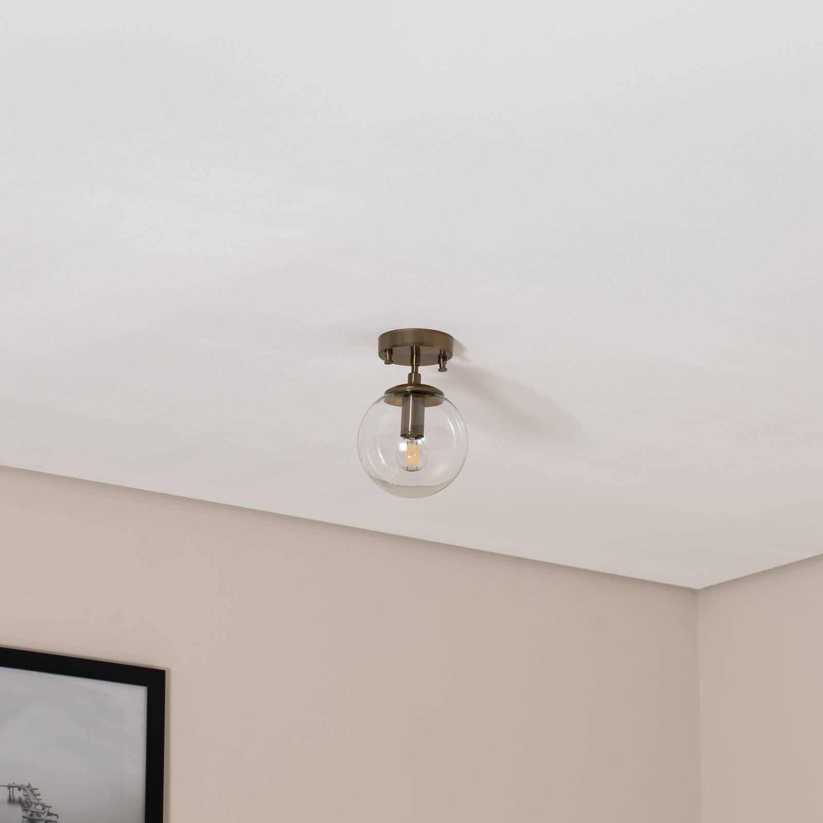 Lampa sufitowa Atmaca 10215, kolor złoty antyczny, szkło przezroczyste Ø 15 cm