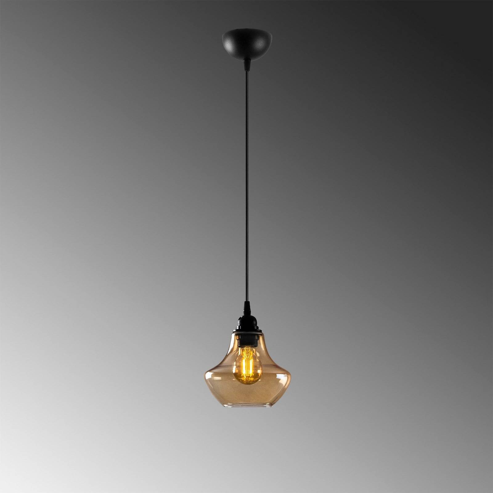 Lampa wisząca Gold 050, złoty-przezroczysty, szkło, Ø 17 cm