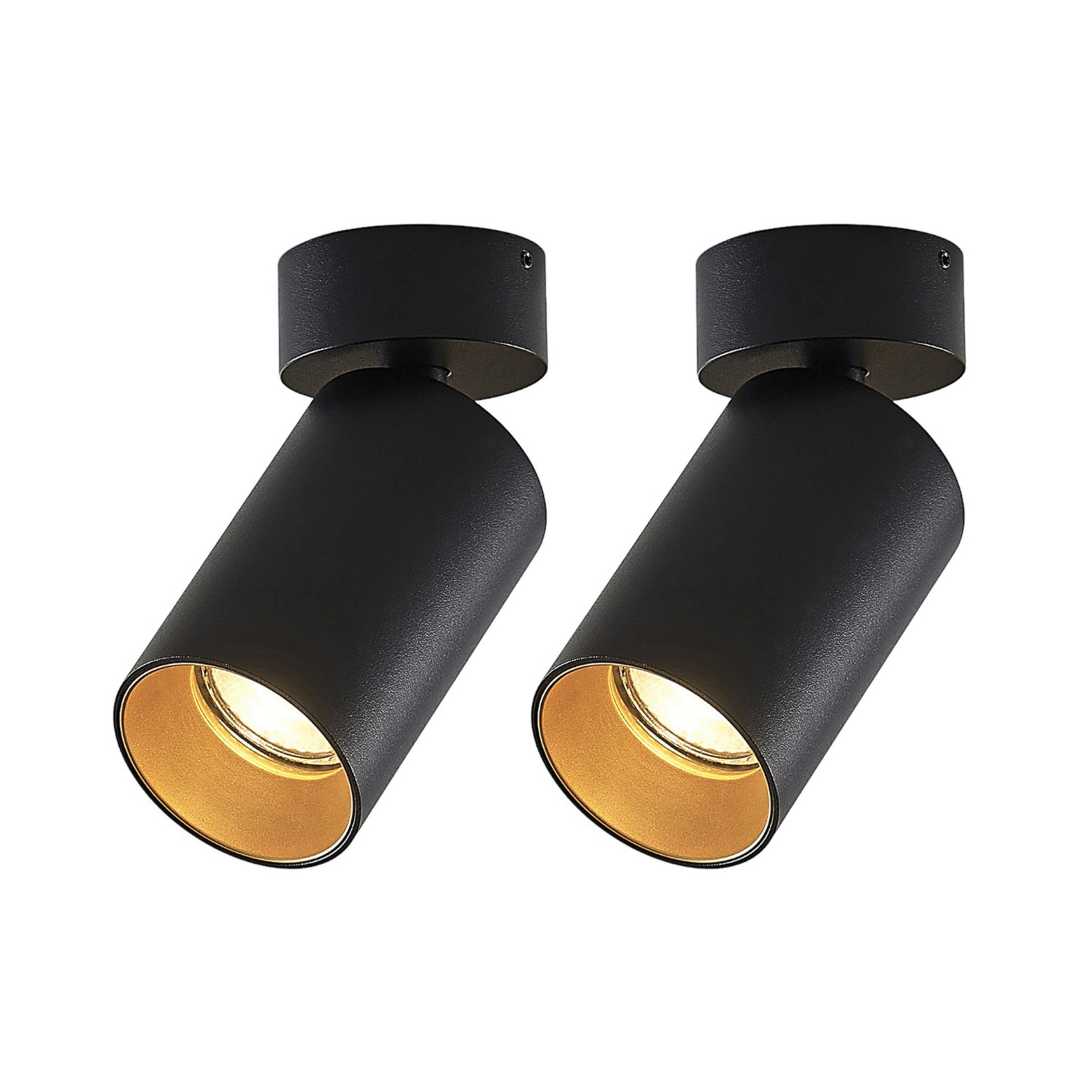 Arcchio Strahler Brinja, 2er-Set, schwarz, rund, Ø 6cm, GU10