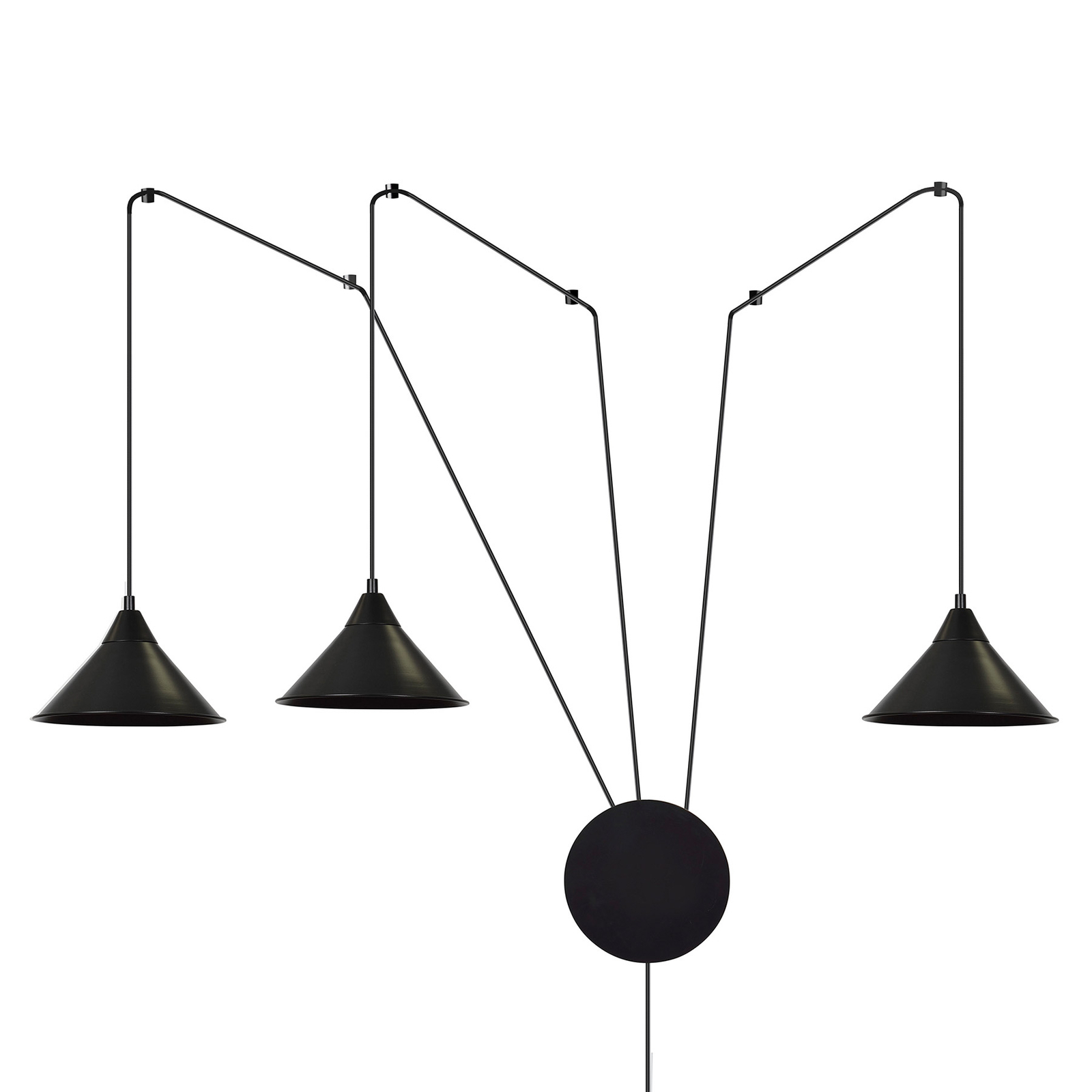Ramo pendant light, three-bulb, black