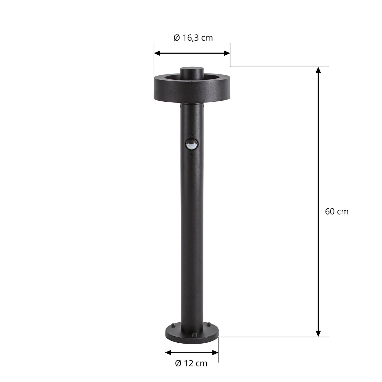 Bornes lumineuses LED Nirella, détecteur, 60 cm, noir, métal, IP65, CCT - Bornes lumineuses LED Nirella, détecteur, 60 cm, noir, métal, IP65, CCT -