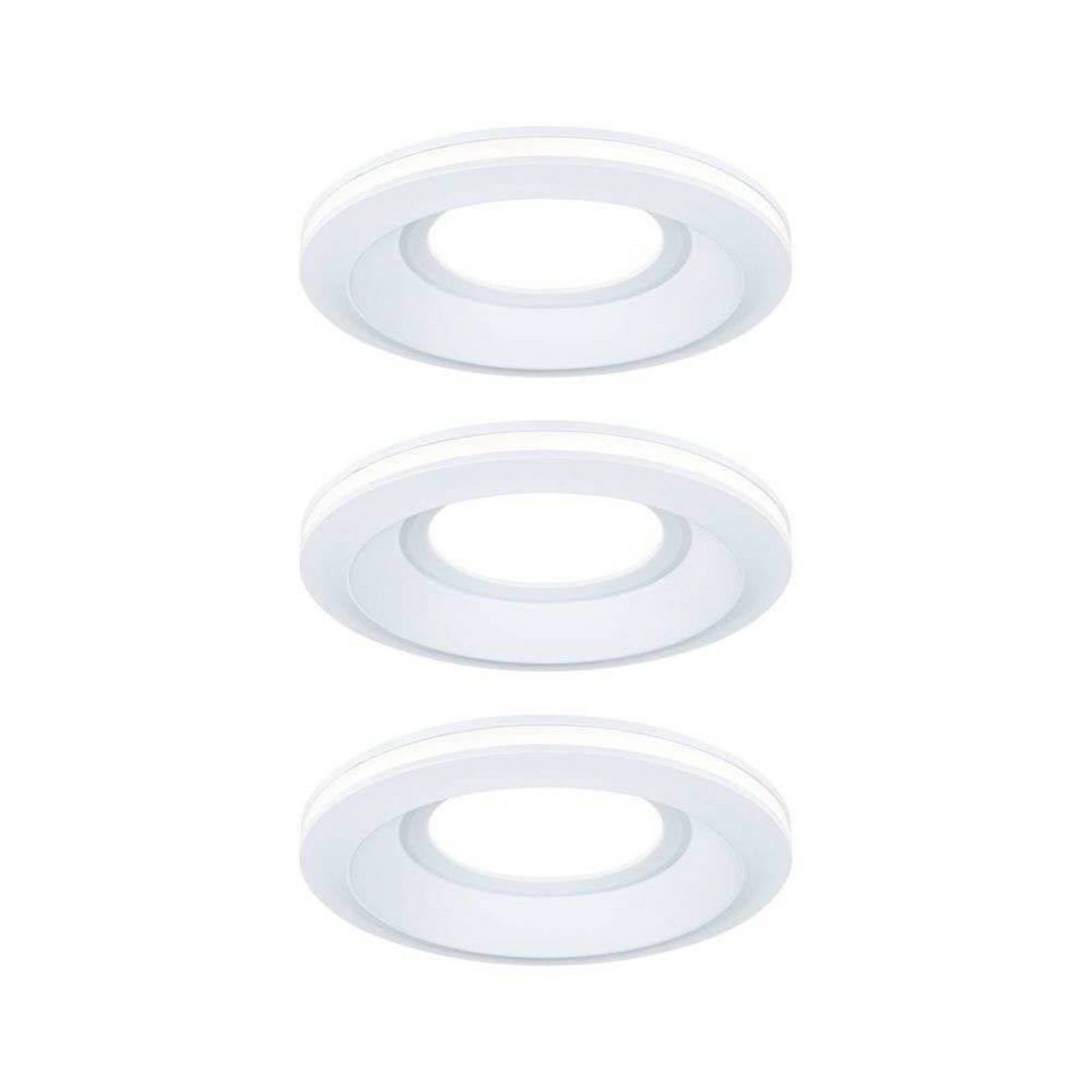 Paulmann LED-indbygningslampe Sormus, hvid, Ø 10 cm, IP65, sæt med 3 stk.