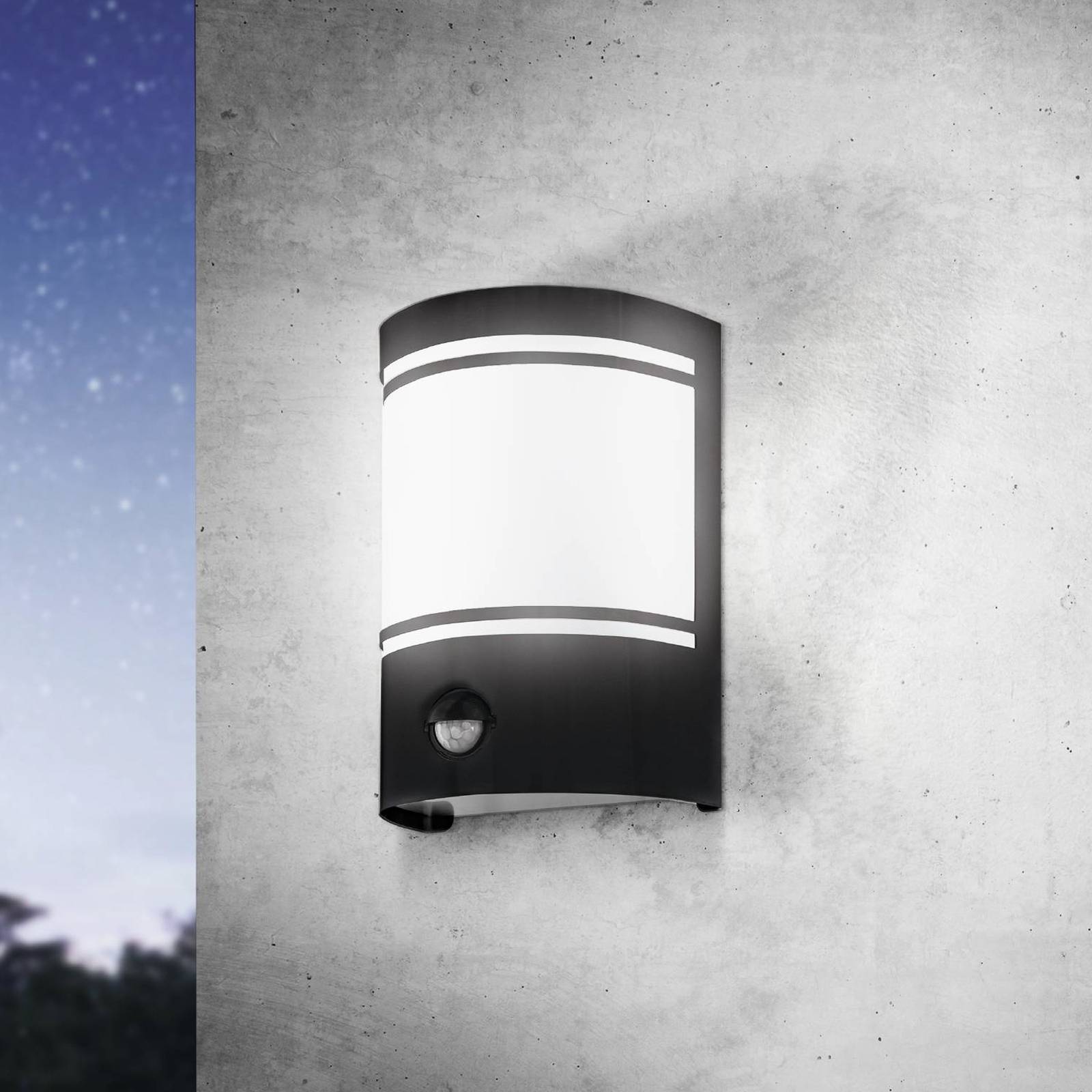 Külső fali lámpa Cerno mozgásérzékelővel, fekete