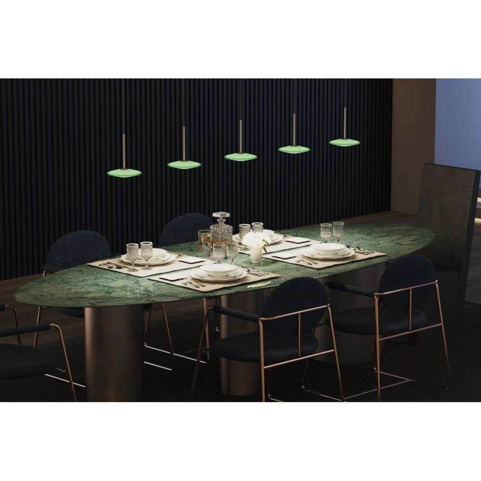 LOOM DESIGN lampada LED a sospensione a sospensione Solene, verde, vetro, Ø 20