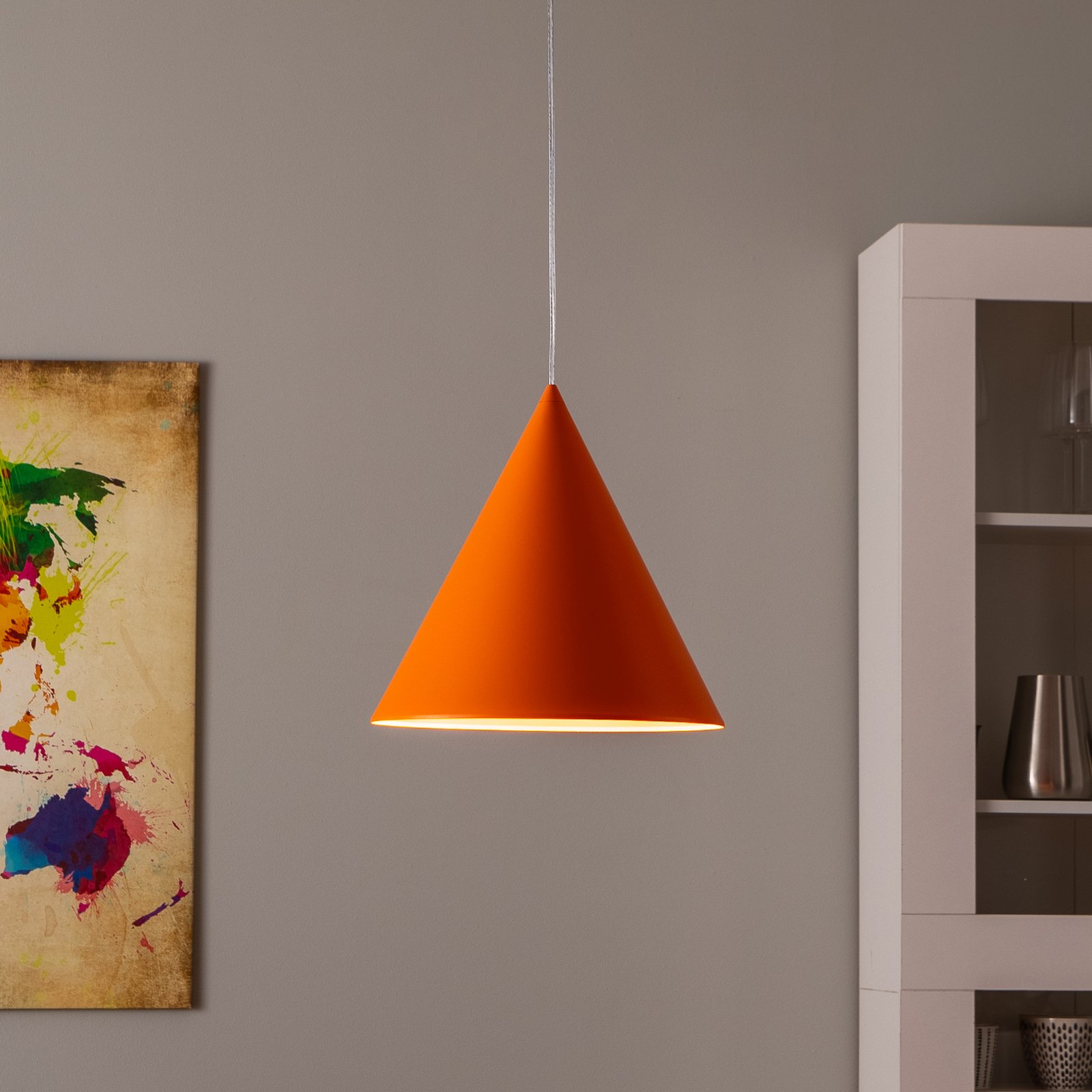 Lampada a sospensione CONO, luce singola, Ø 32 cm, arancione