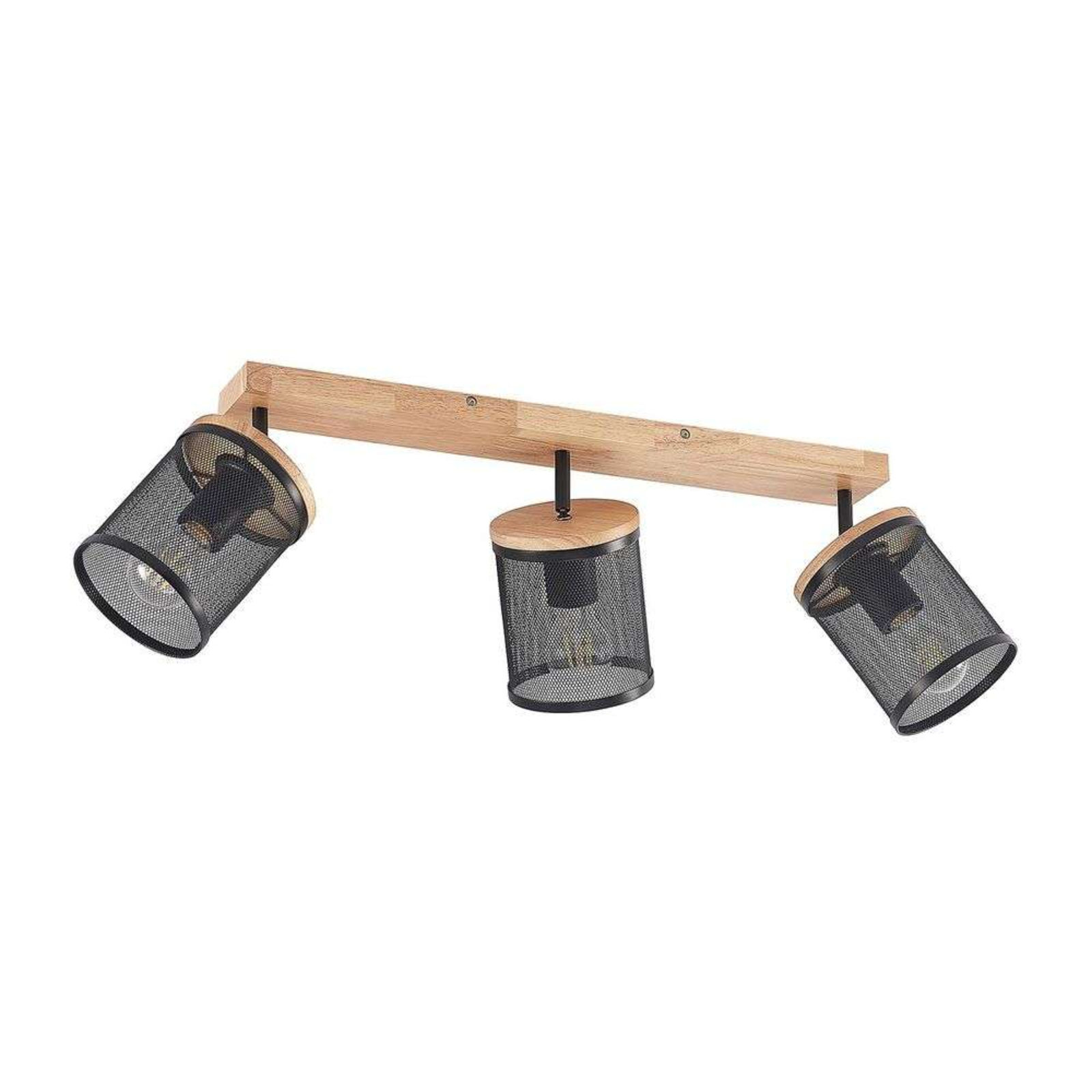 Kiriya 3 Ceiling Lamp Black/Wood - Lindby