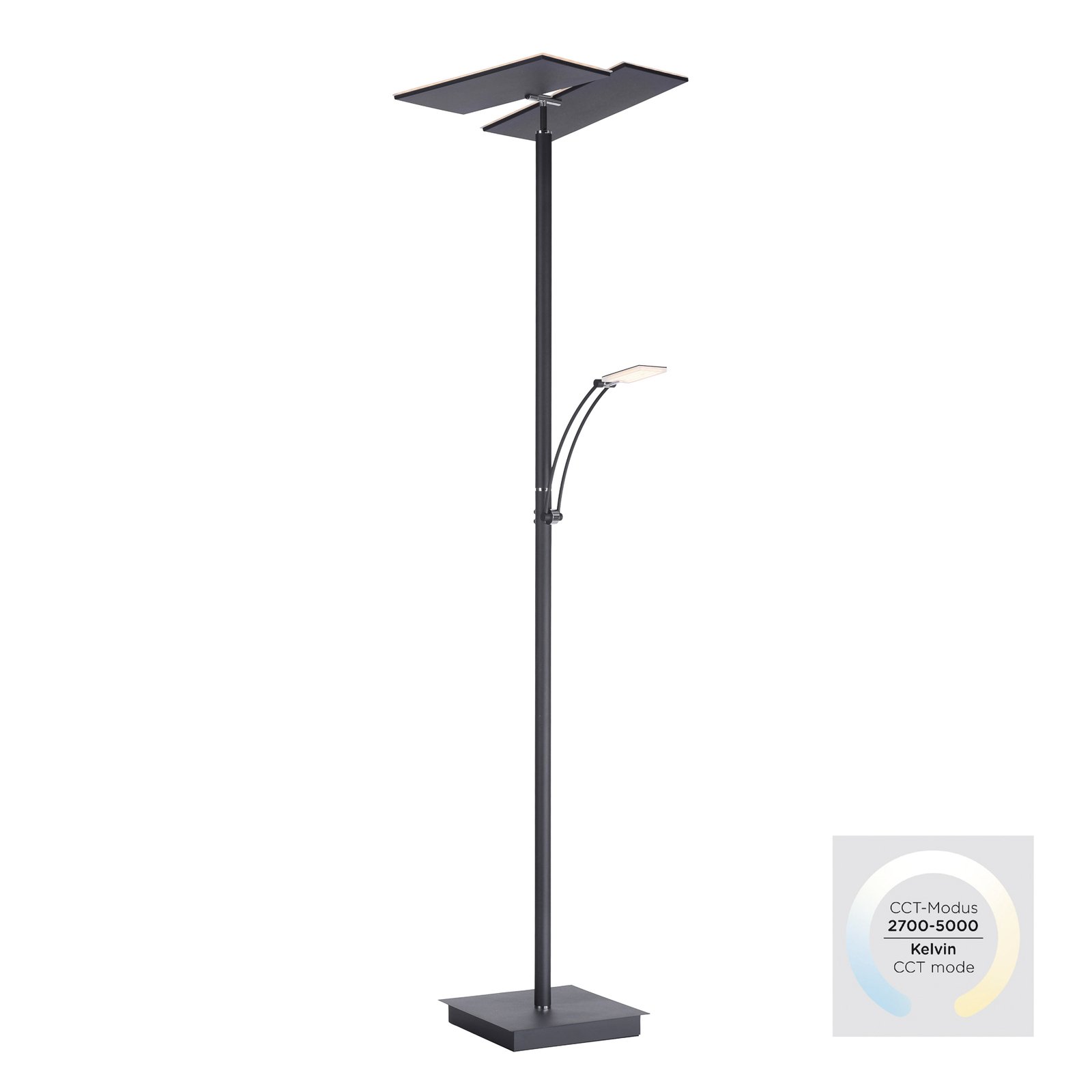 LED stojací lampa Artur, antracit, stmívatelná CCT