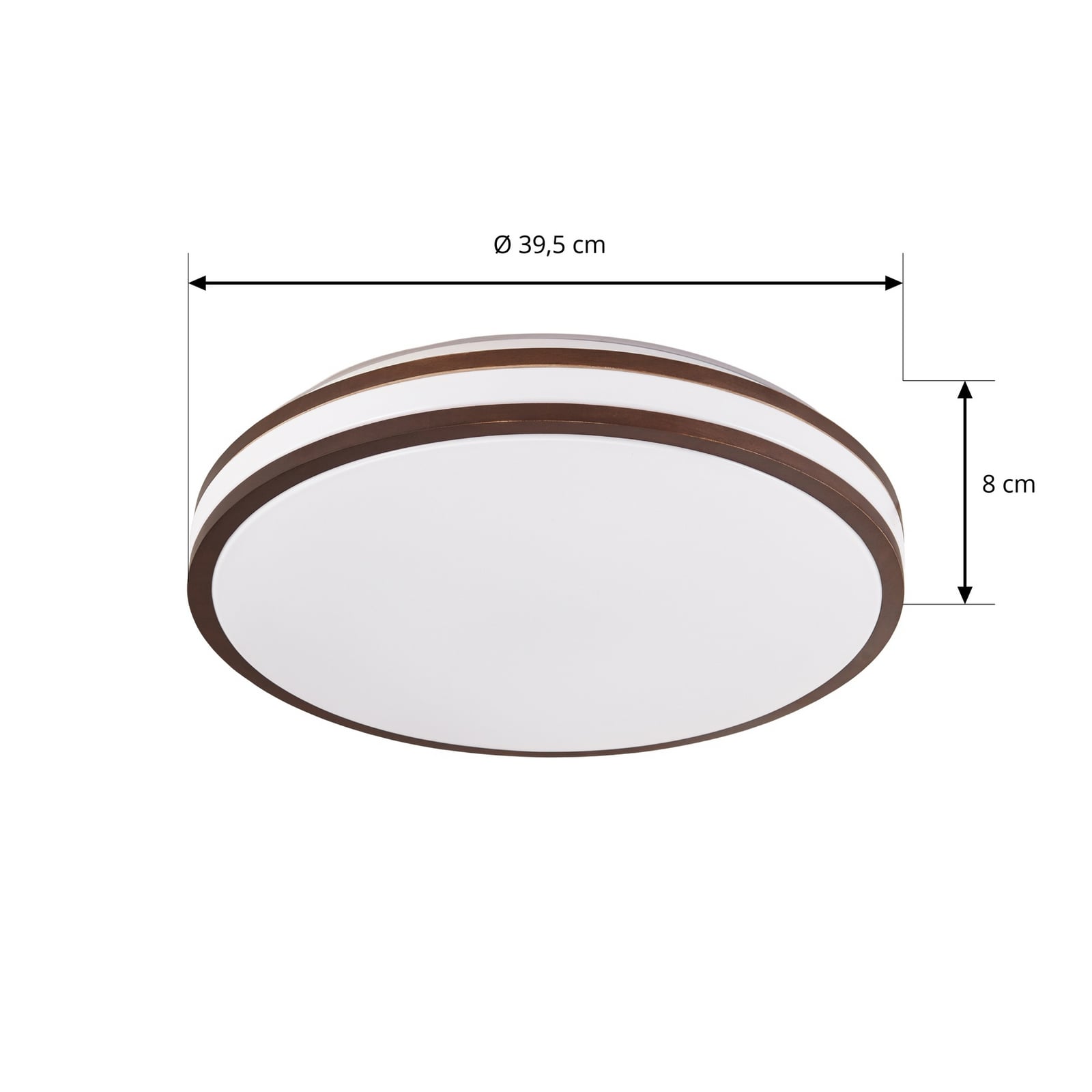 Lindby LED plafondlamp Emiva, Ø 40 cm, donker hout, CCT