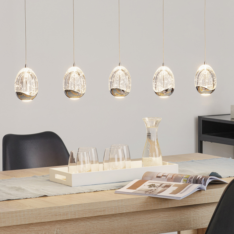 LED-Hängeleuchte Rocio 5flg., chrom, Balken