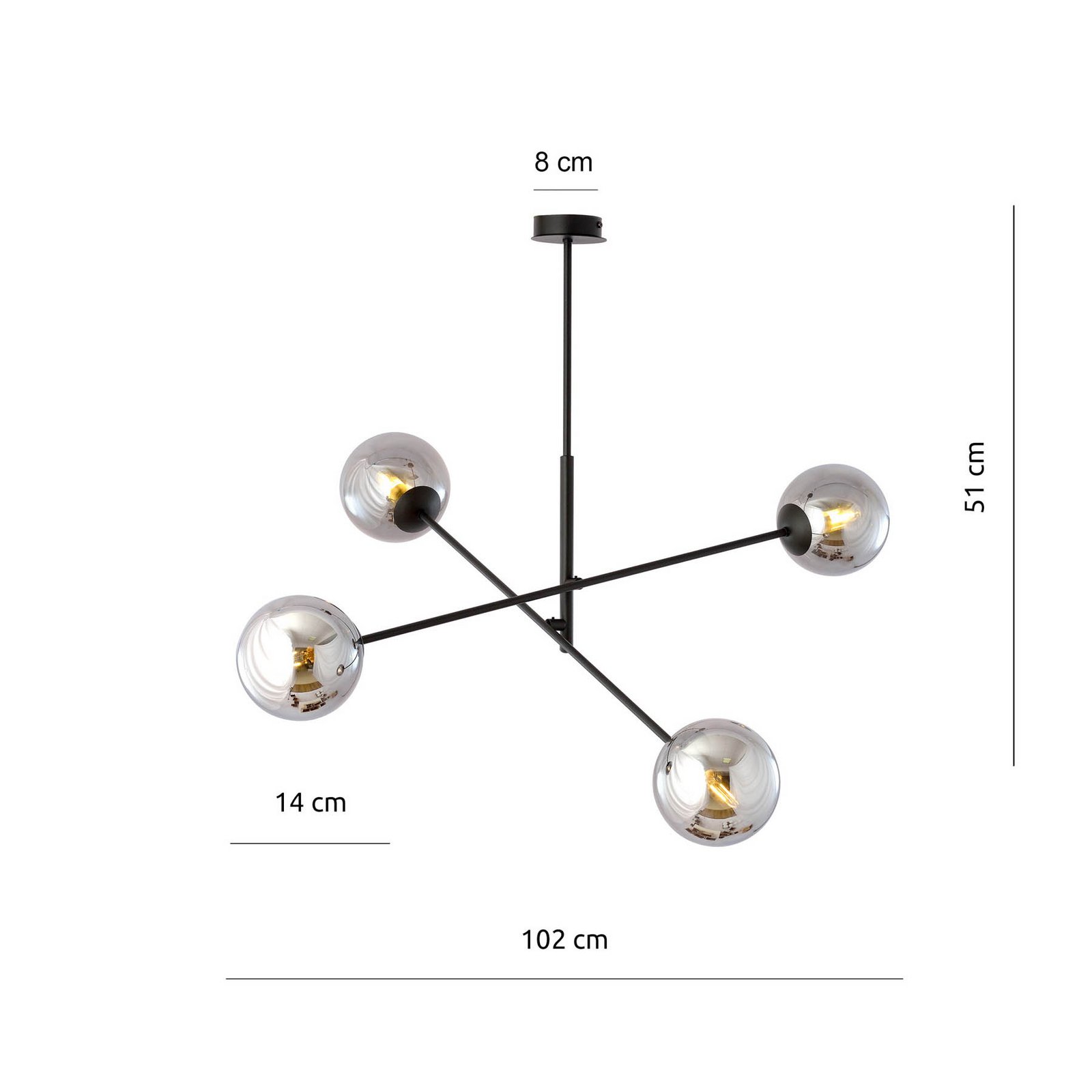 Lampa sufitowa Linear, czarna/grafitowa 4-pkt.