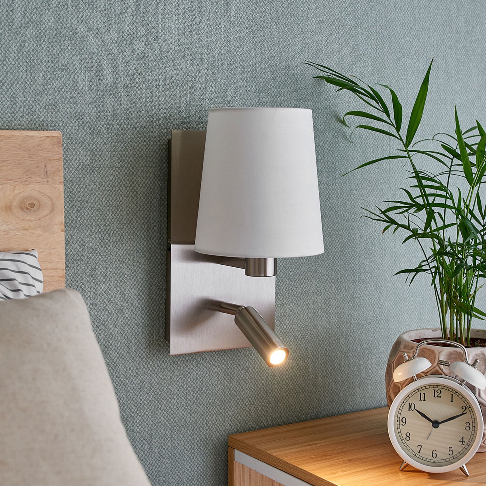 Aiden Wall Lamp White/Nickel - Lindby