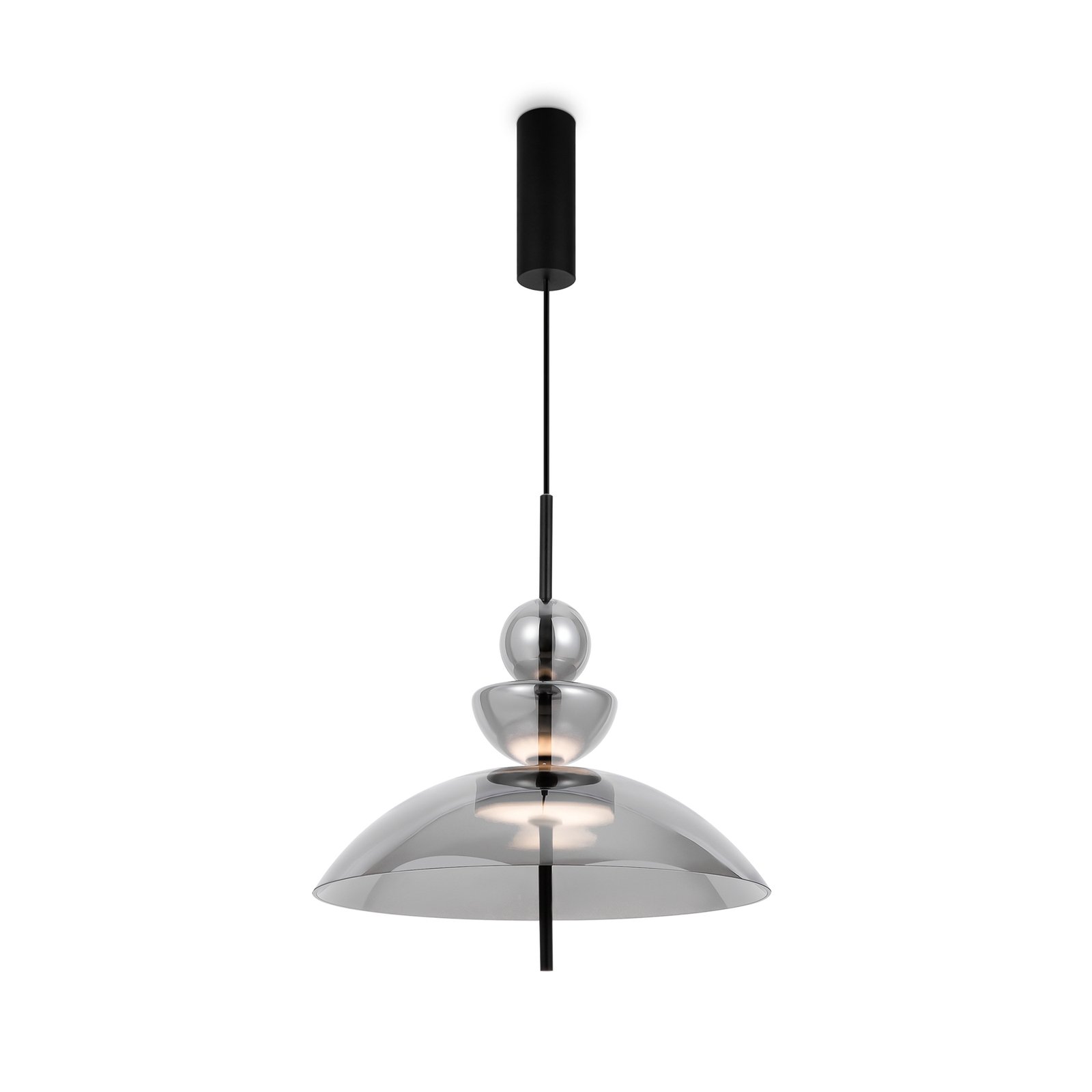 Maytoni Suspension LED Bangkok, Ø 40 cm, gris fumé, verre