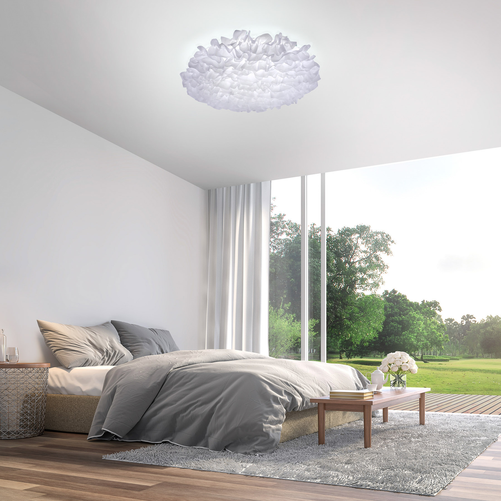 LED-es textil mennyezeti lámpa Xenia, fényerőszabályozható, Ø 75cm