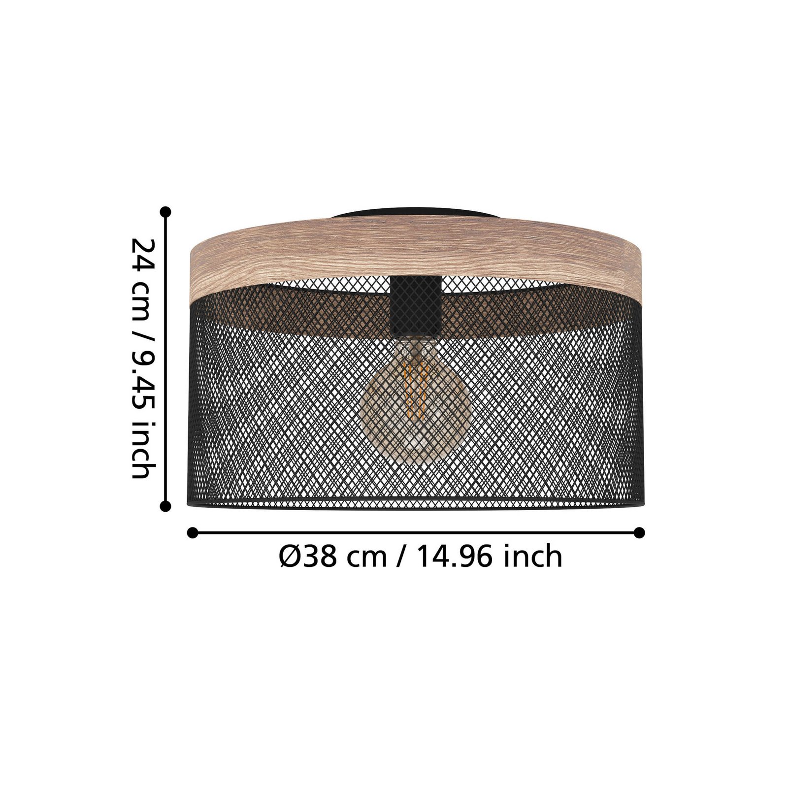 Kilnsdale ceiling light, Ø 38 cm, black/brown, steel