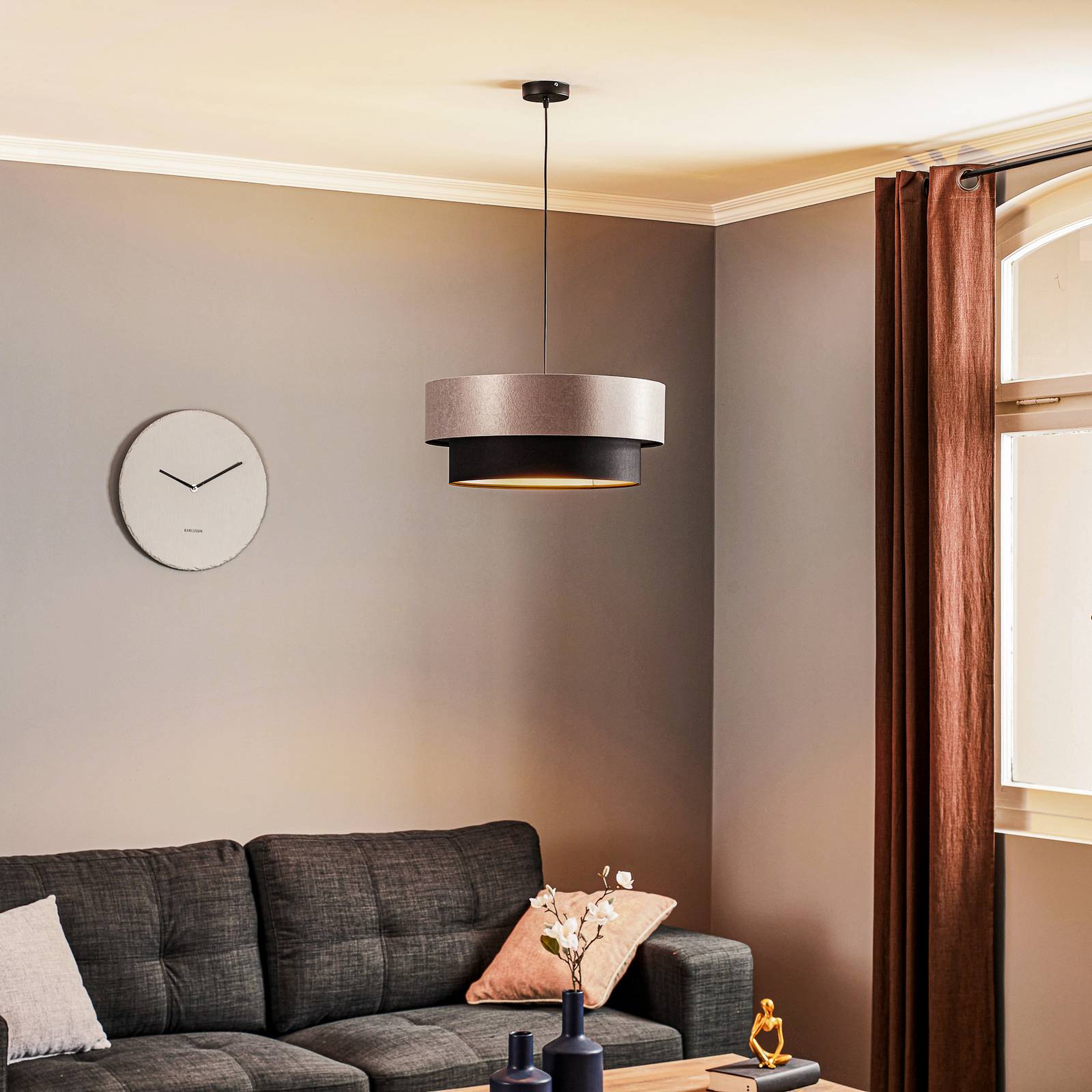 E-shop Závesná lampa Dorina, strieborná/čierna Ø 50 cm