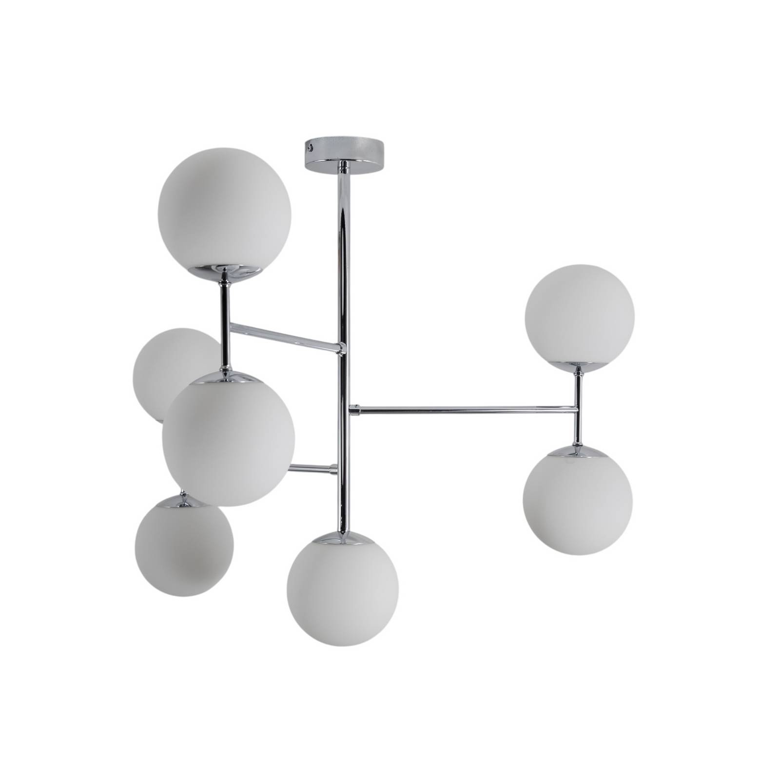 Lampa sufitowa Korek, chrom/biały, szkło, 75 cm, 7-punktowa, E14