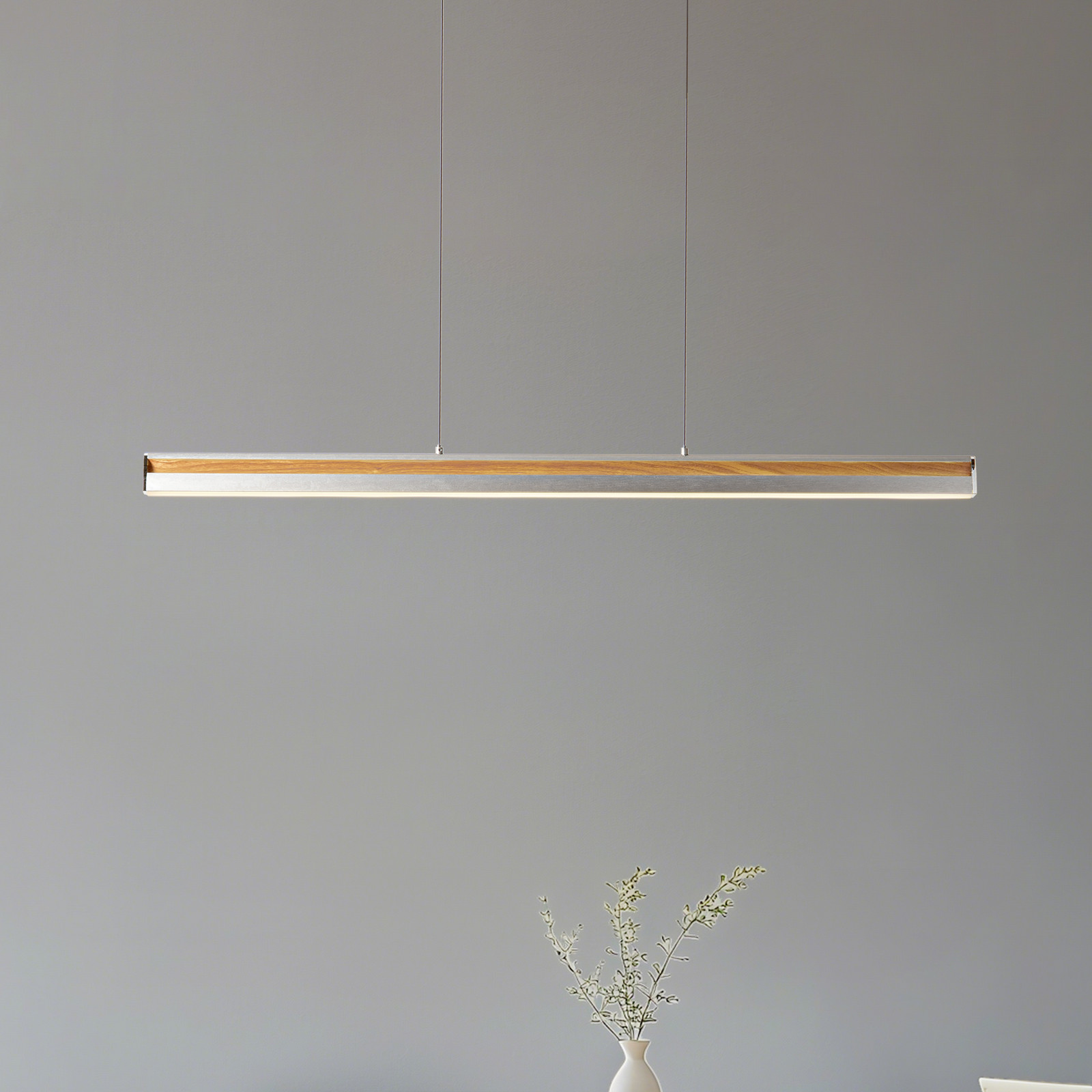 Lampă suspendată LED Lucande Lutana auriu roz/culoarea lemnului 101 cm - Camera de zi / sufragerie - Modern - aur roz nuanțe de lemn - Metal