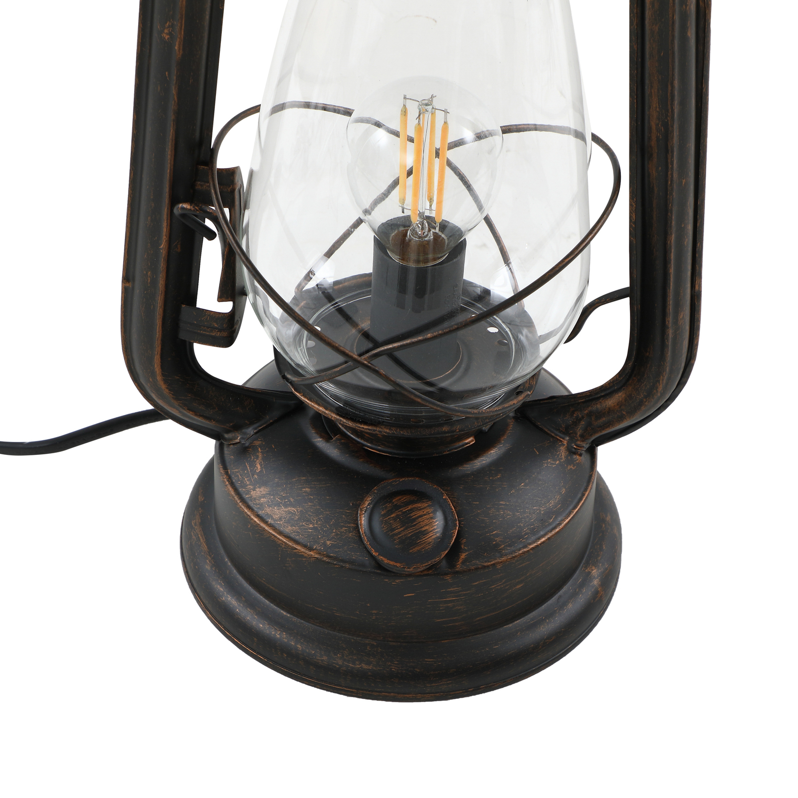 Lindby Raisa tafellamp, lantaarn, roestkleurig