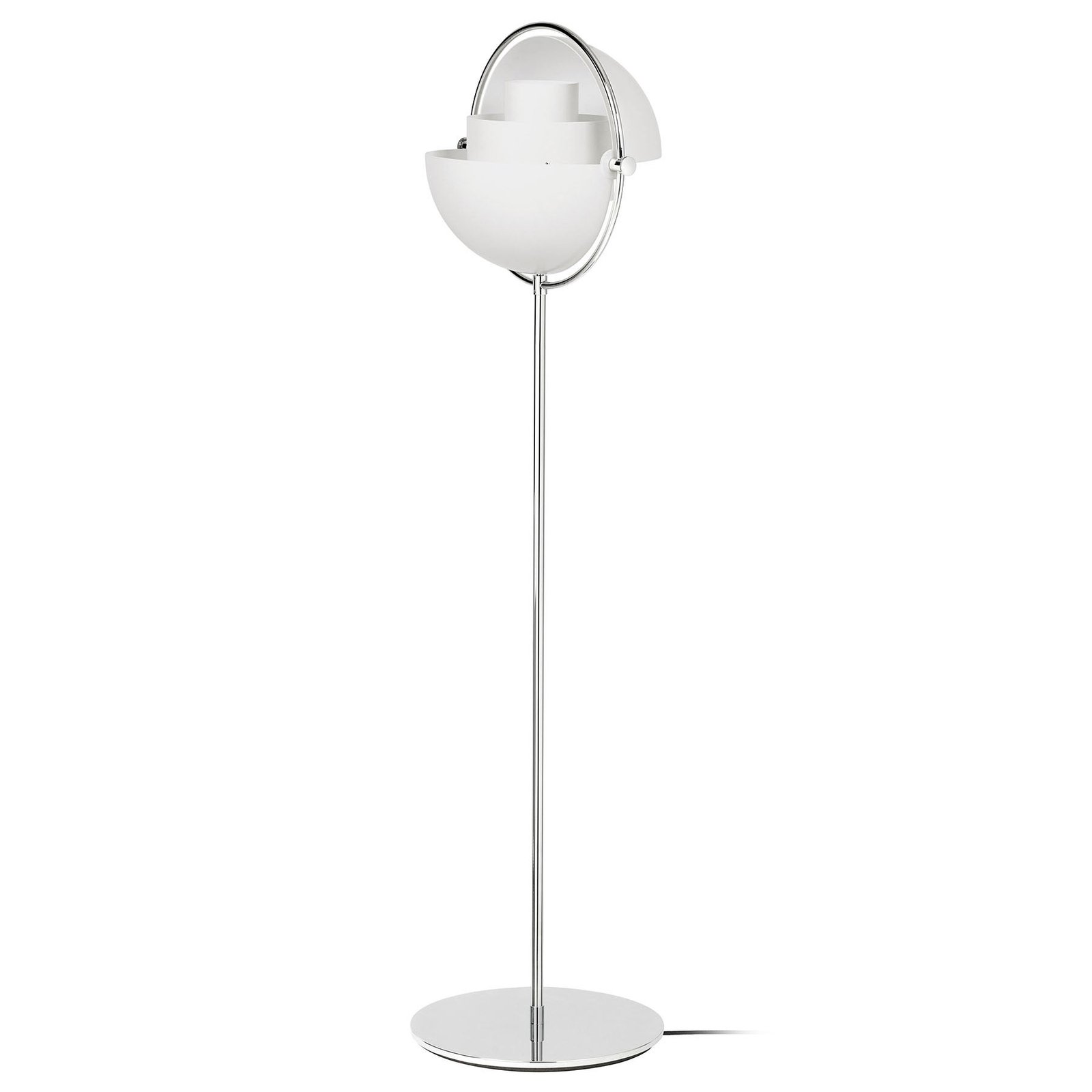 GUBI Multi-Lite állólámpa, magasság 148 cm, króm/fehér