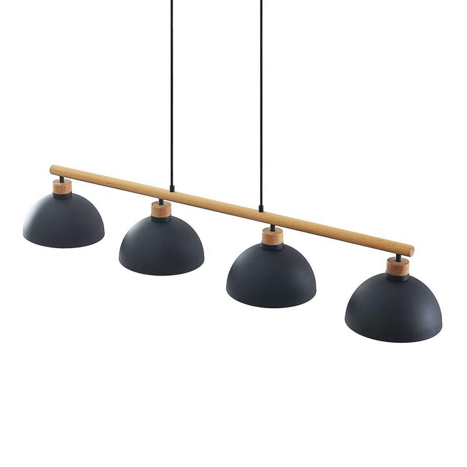 Tirzana 4 Lustră Pendul Black/Light Wood - Lindby