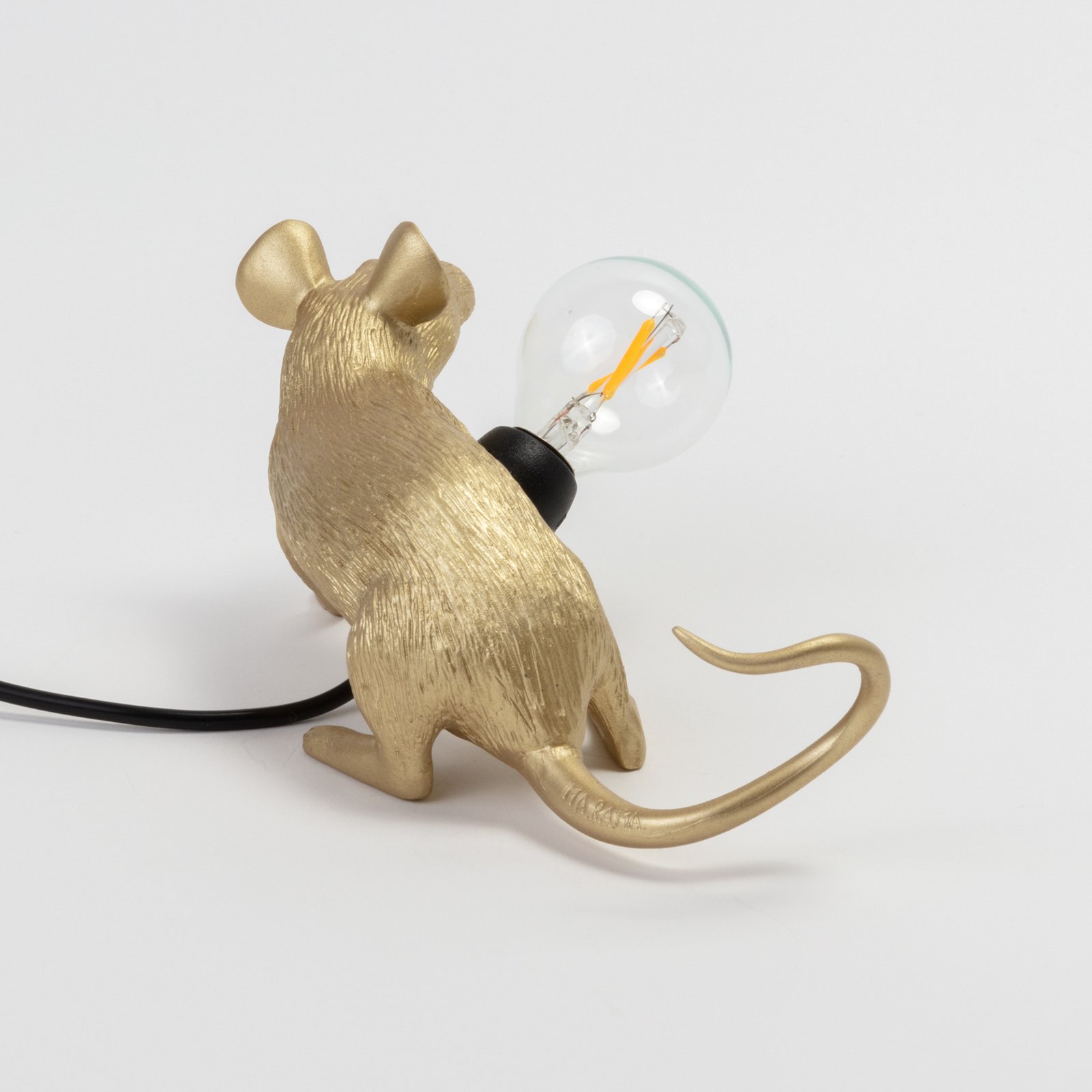 SELETTI Svetilka za miško LED dekorativna svetilka USB sedeča zlata