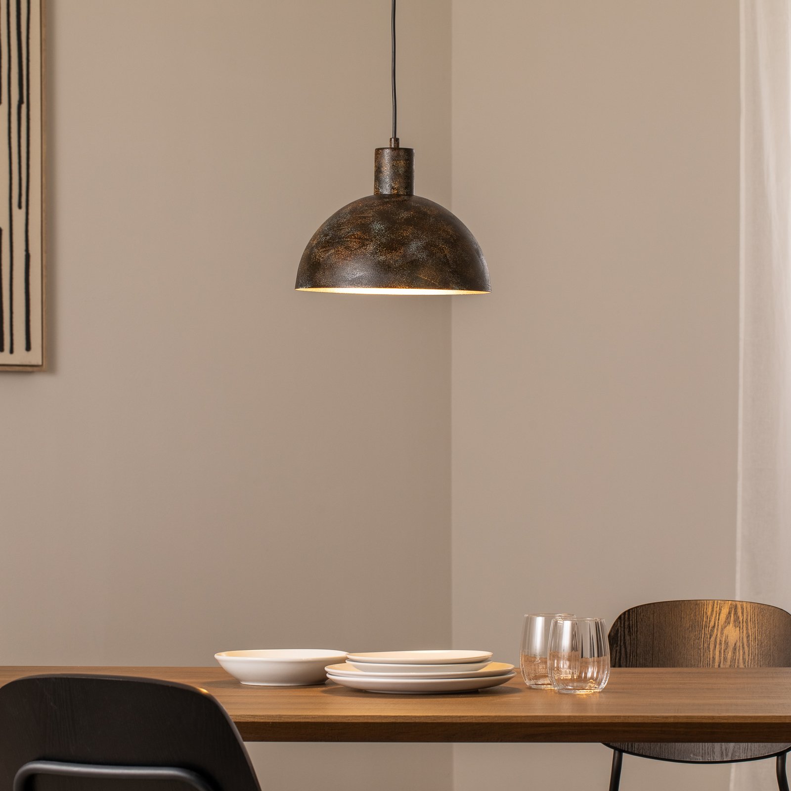 Hengelampe Kure, svartbrun, metall, Ø 30 cm, E27 Hengelampe Kure, svartbrun, metall, Ø 30 cm, E27