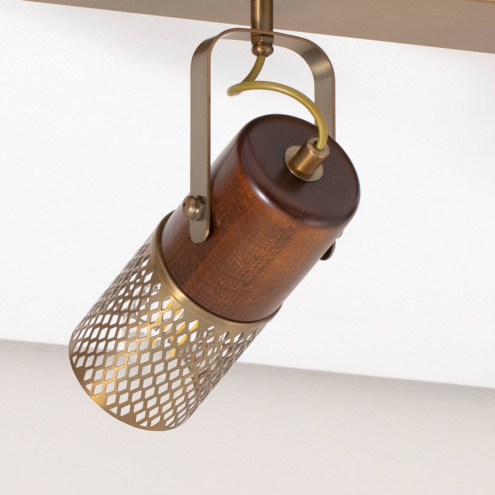 Lampa sufitowa Albrecht antyczne złoto długość 60 cm metal/drewno 3flg.